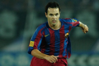 YOKOHAMA, JAPAN - JULY 30:  (EDITORIAL USE ONLY) Andres Iniesta of FC Barcelona in action during the MLJ Special Match 2005 between Yokohama F. Marinos and FC Barcelona at Nissan Stadium on July 30, 2005 in Yokohama, Kanagawa, Japan.  (Photo by Etsuo Hara