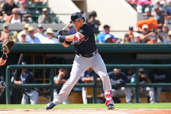 LAKELAND, FL - MARCH 01:  Austin Riley #83 of the Atlanta Braves bats during the Spring Training game against the Detroit Tigers at Publix Field at Joker Marchant Stadium on March 1, 2018 in Lakeland, Florida. The Braves defeated the Tigers 5-2.  (Photo b