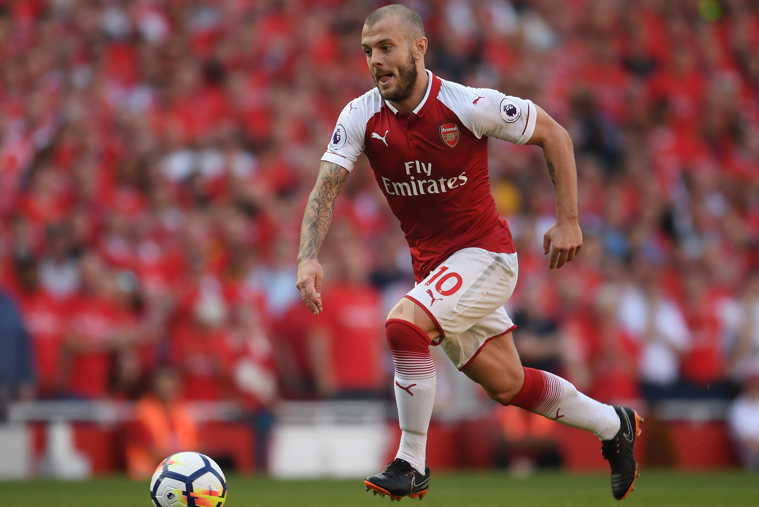 LONDON, ENGLAND - MAY 06:  Jack Wilshere of Arsenal in action during the Premier League match between Arsenal and Burnley at Emirates Stadium on May 6, 2018 in London, England.  (Photo by Mike Hewitt/Getty Images)