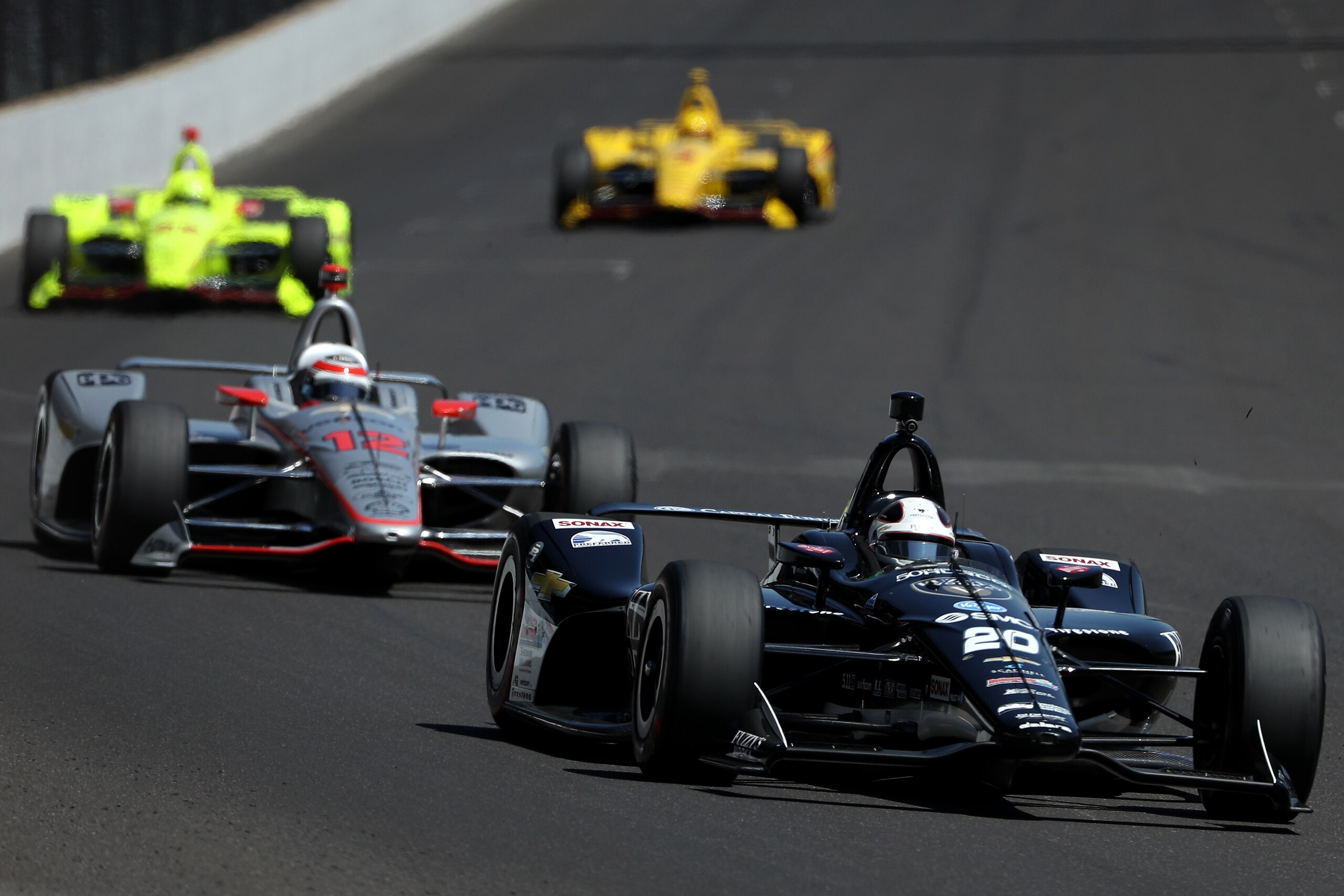 INDIANAPOLIS, IN - MAY 25: Ed Carpenter, driver of the #20 Ed Carpenter Racing Fuzzy's Vodka Chevrolet, practices during Carb Day for the 102nd Indianapolis 500 at Indianapolis Motorspeedway on May 25, 2018 in Indianapolis, Indiana.(Photo by Patrick Smith