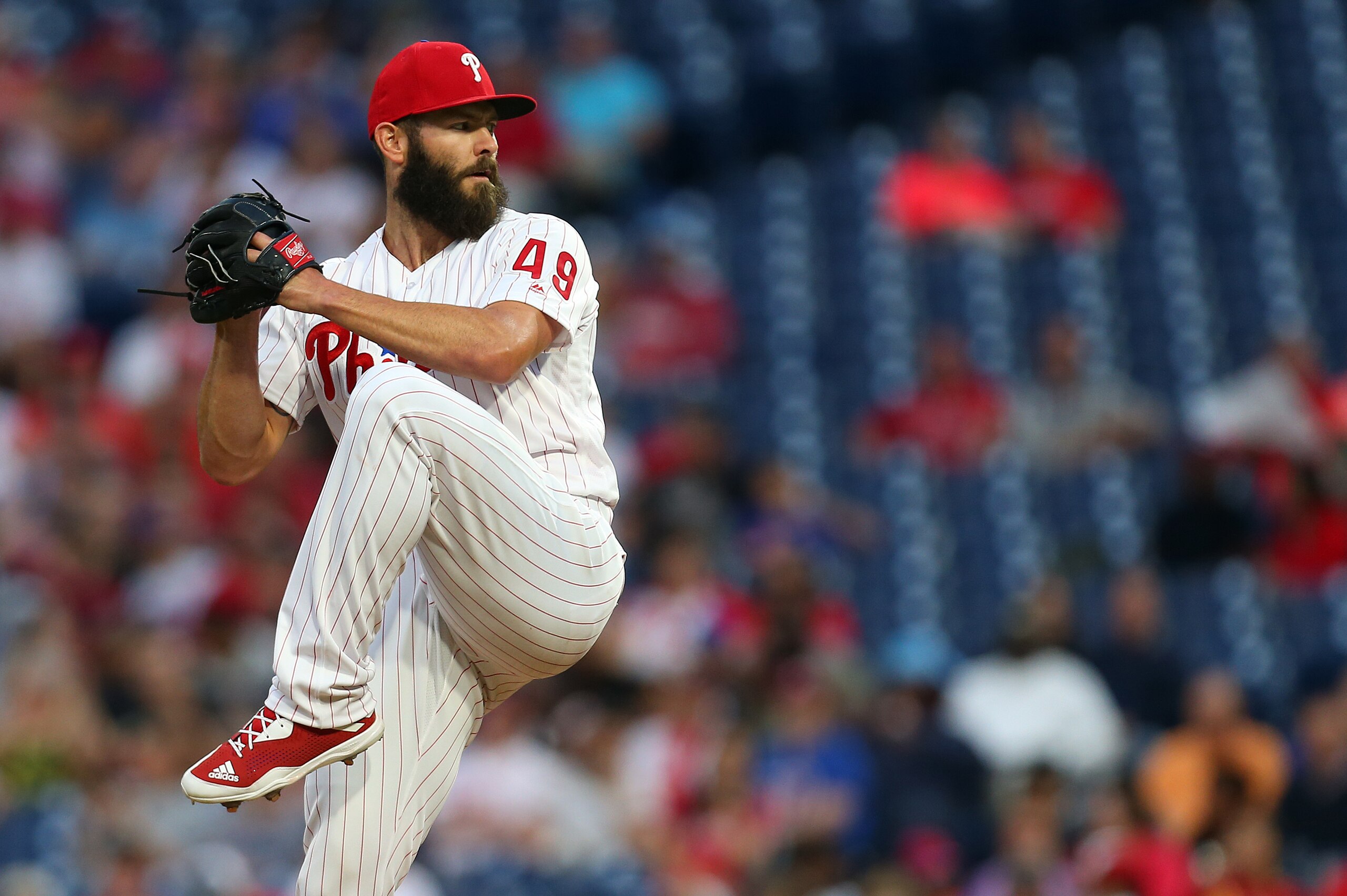 PHILADELPHIA, PA - MAY 11: Jake Arrieta #49 of the Philadelphia Phillies in action against the New York Mets during a game at Citizens Bank Park on May 11, 2018 in Philadelphia, Pennsylvania. The Mets defeated the Phillies 3-1. (Photo by Rich Schultz/Gett PHILADELPHIA, PA - MAY 11: Jake Arrieta #49 of the Philadelphia Phillies in action against the New York Mets during a game at Citizens Bank Park on May 11, 2018 in Philadelphia, Pennsylvania. The Mets defeated the Phillies 3-1. (Photo by Rich Schultz/Gett