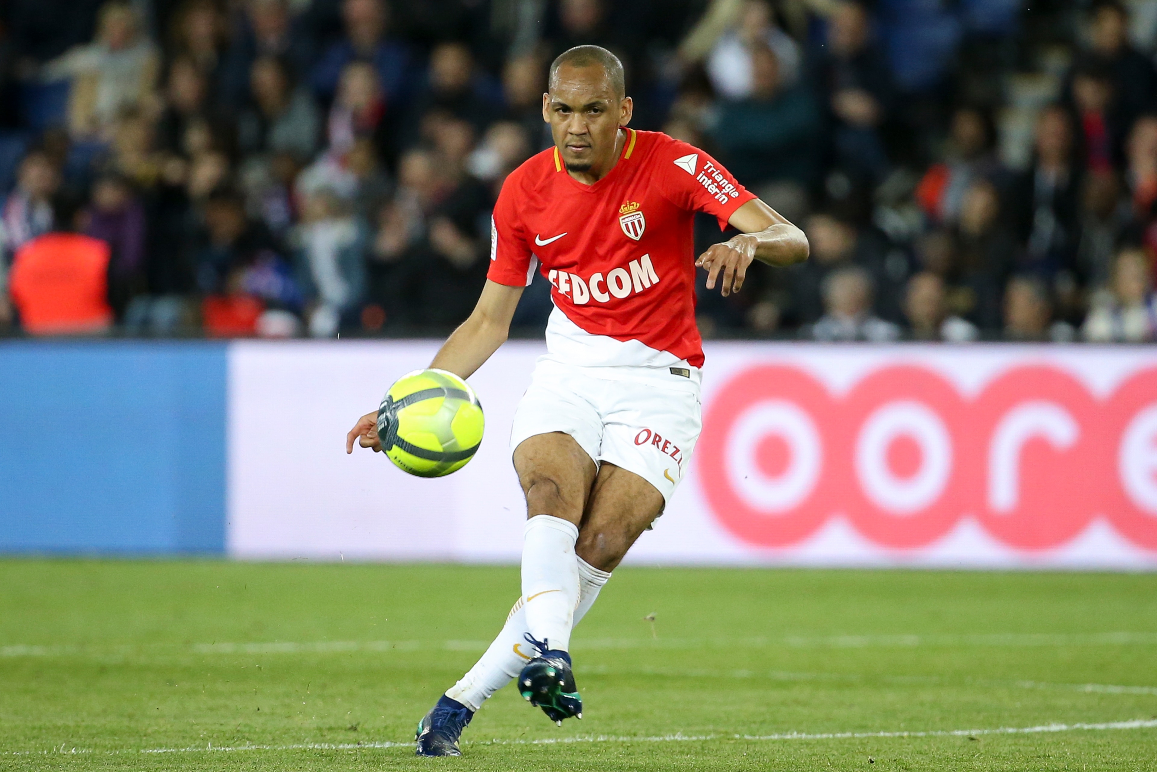 PARIS, FRANCE - APRIL 15: Fabio Henrique Fabinho of Monaco during the Ligue 1 match between Paris Saint Germain (PSG) and AS Monaco (ASM) at Parc des Princes stadium on April 15, 2018 in Paris, . (Photo by Jean Catuffe/Getty Images) PARIS, FRANCE - APRIL 15: Fabio Henrique Fabinho of Monaco during the Ligue 1 match between Paris Saint Germain (PSG) and AS Monaco (ASM) at Parc des Princes stadium on April 15, 2018 in Paris, . (Photo by Jean Catuffe/Getty Images)