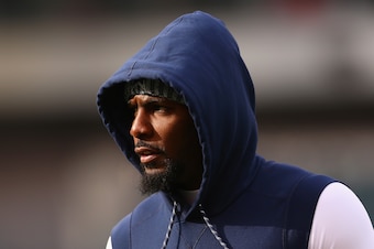 PHILADELPHIA, PA - DECEMBER 31:  Wide receiver Dez Bryant #88 of the Dallas Cowboys looks on during warmups before playing against the Philadelphia Eagles at Lincoln Financial Field on December 31, 2017 in Philadelphia, Pennsylvania.  (Photo by Mitchell L