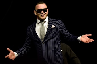 BROOKLYN, NEW YORK - APRIL 06:   Colby Covington poses for photos during the UFC press conference inside Barclays Center on April 6, 2018 in Brooklyn, New York. (Photo by Jeff Bottari/Zuffa LLC/Zuffa LLC via Getty Images)