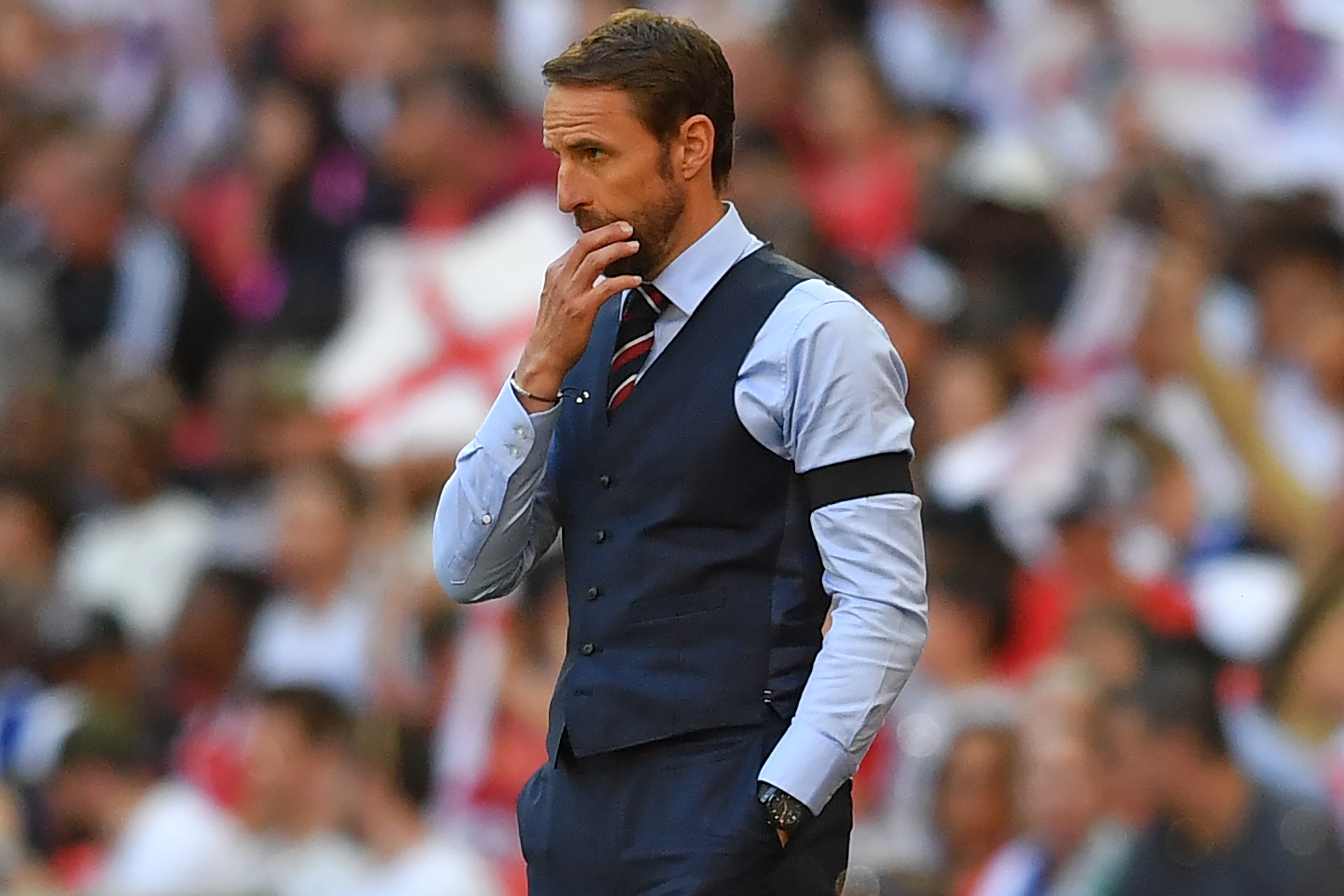 England's manager Gareth Southgate gestures on the touchline during the International friendly football match between England and Nigeria at Wembley stadium in London on June 2, 2018. (Photo by Ben STANSALL / AFP)        (Photo credit should read BEN STAN