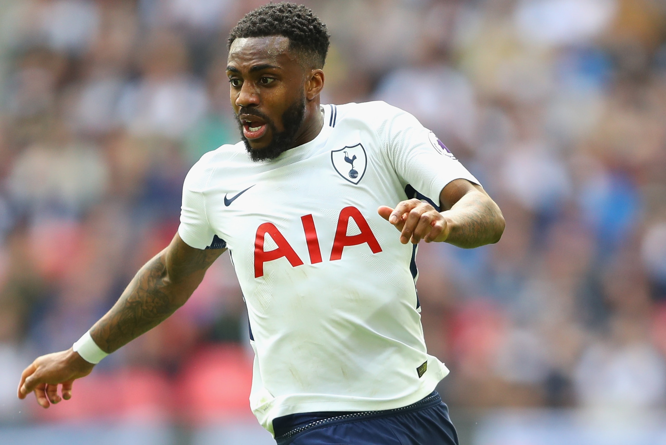 LONDON, ENGLAND - MAY 13:  Danny Rose of Tottenham Hotspur in action during the Premier League match between Tottenham Hotspur and Leicester City at Wembley Stadium on May 13, 2018 in London, England.  (Photo by Warren Little/Getty Images)
