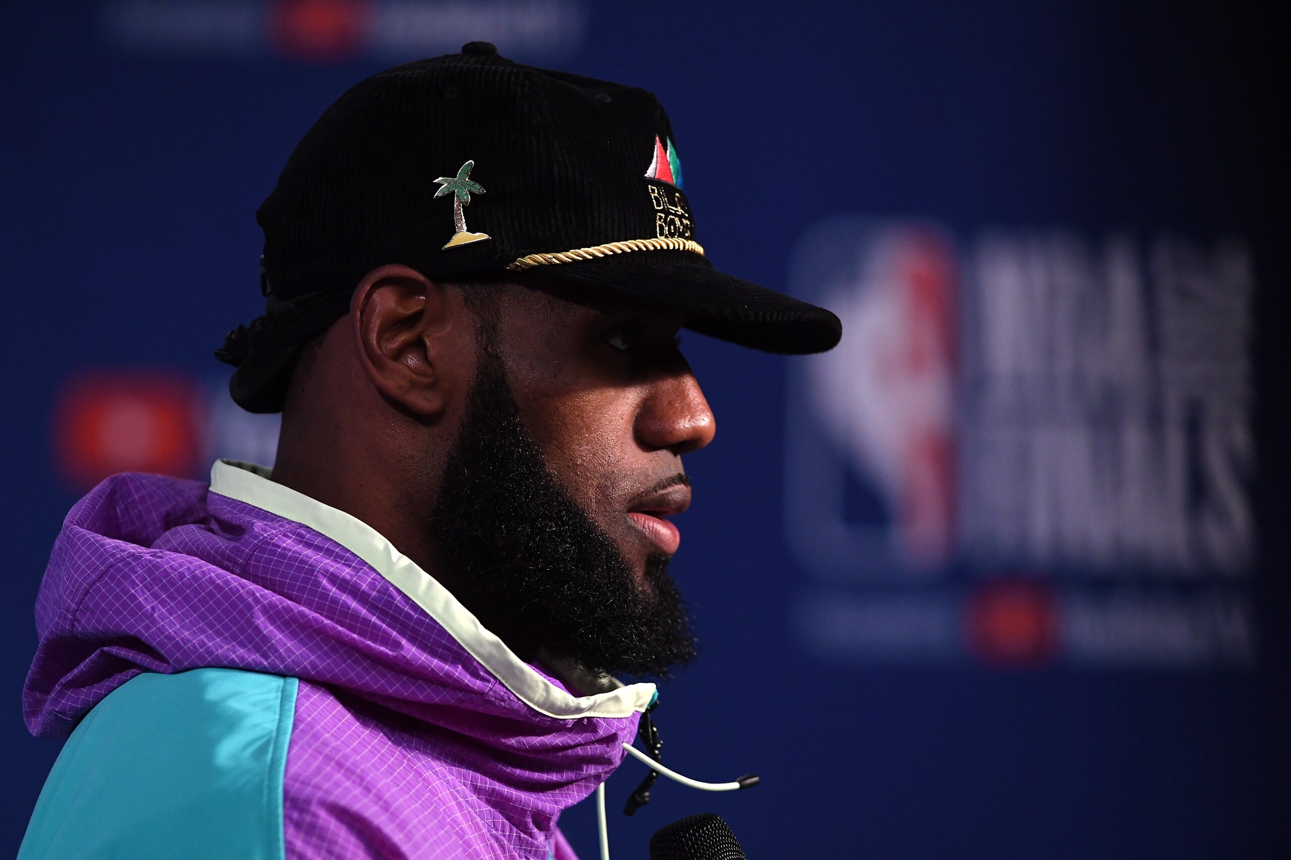 CLEVELAND, OH - JUNE 06:  LeBron James #23 of the Cleveland Cavaliers speaks to the media after being defeated by the Golden State Warriors during Game Three of the 2018 NBA Finals at Quicken Loans Arena on June 6, 2018 in Cleveland, Ohio. The Warriors de