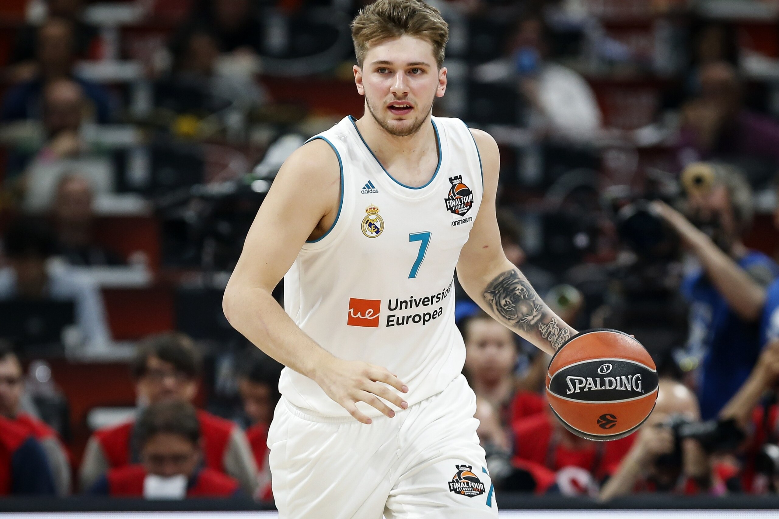 BELGRADE, SERBIA - MAY 20: Luka Doncic of Real Madrid in action during the Turkish Airlines Euroleague Final Four Belgrade 2018 Final match between Real Madrid and Fenerbahce Istanbul Dogus at Stark Arena on May 20, 2018 in Belgrade, Serbia. (Photo by Srd