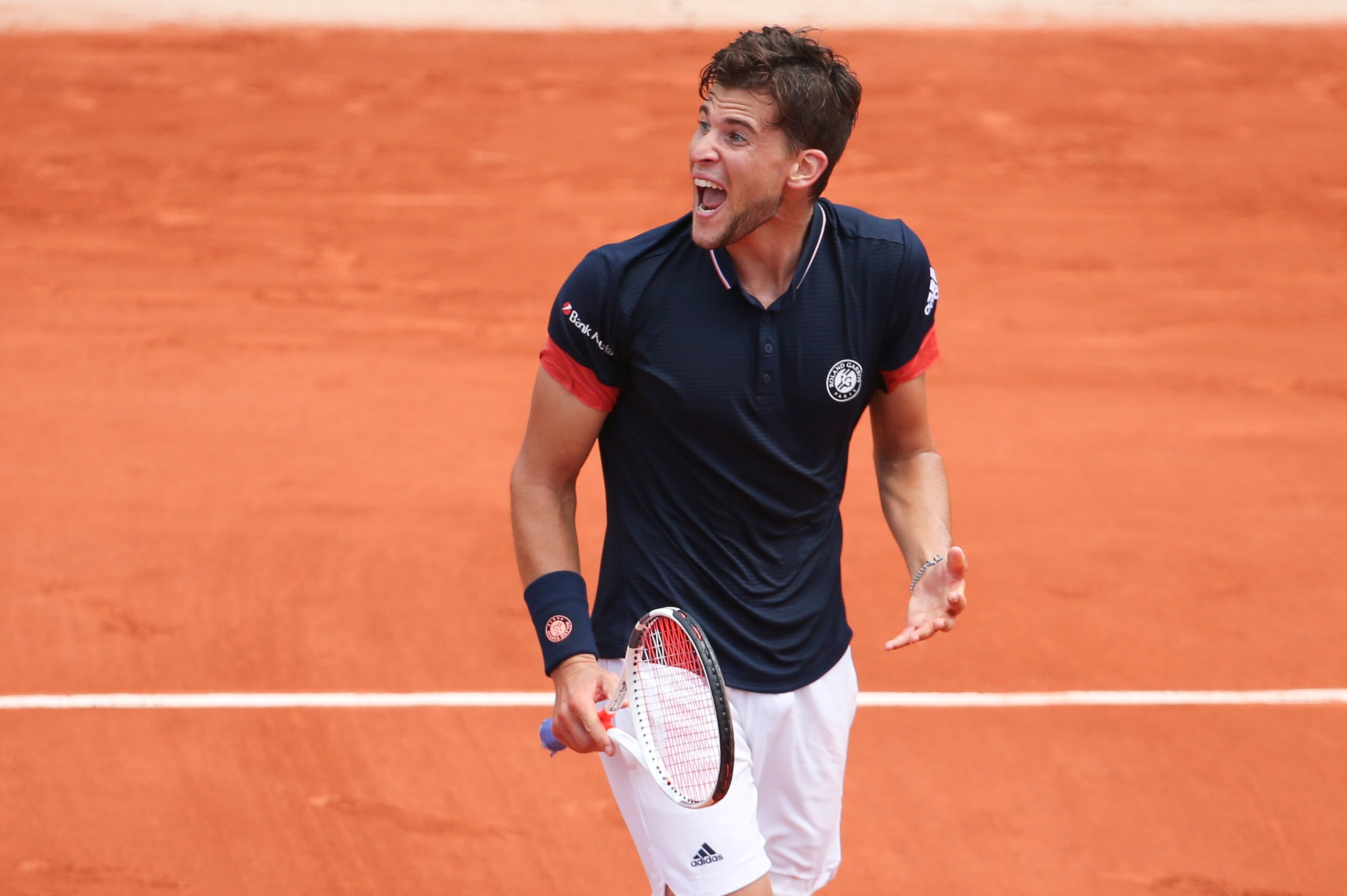 PARIS, FRANCE - JUNE 8: Dominic Thiem of Austria during Day 13 of the 2018 French Open at Roland Garros stadium on June 8, 2018 in Paris, France. (Photo by Jean Catuffe/Getty Images)