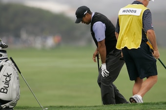 Throughout the 2008 U.S. Open, Tiger would clutch at his severely injured left knee.
