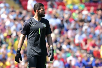 LIVERPOOL, ENGLAND - JUNE 03: Alisson of Brazil during the International friendly match between Croatia and Brazil at Anfield on June 3, 2018 in Liverpool, England. (Photo by James Williamson - AMA/Getty Images)