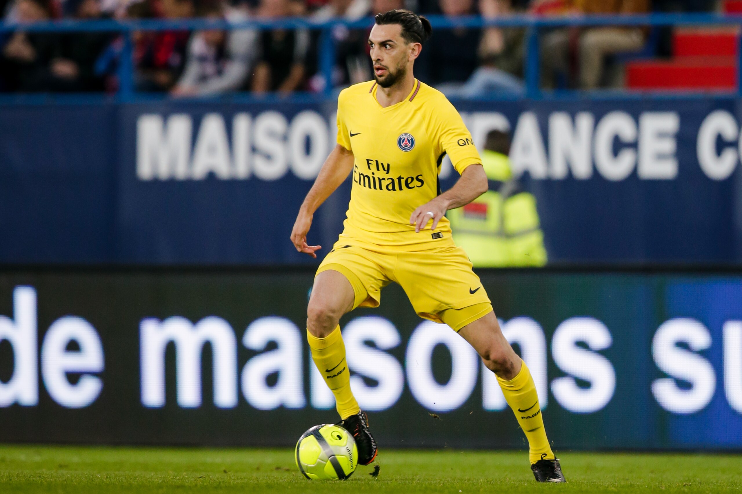 CAEN, FRANCE - MAY 19: Javier Pastore of Paris Saint Germain during the French League 1  match between Caen v Paris Saint Germain at the Stade Michel d Ornano on May 19, 2018 in Caen France (Photo by Erwin Spek/Soccrates/Getty Images)
