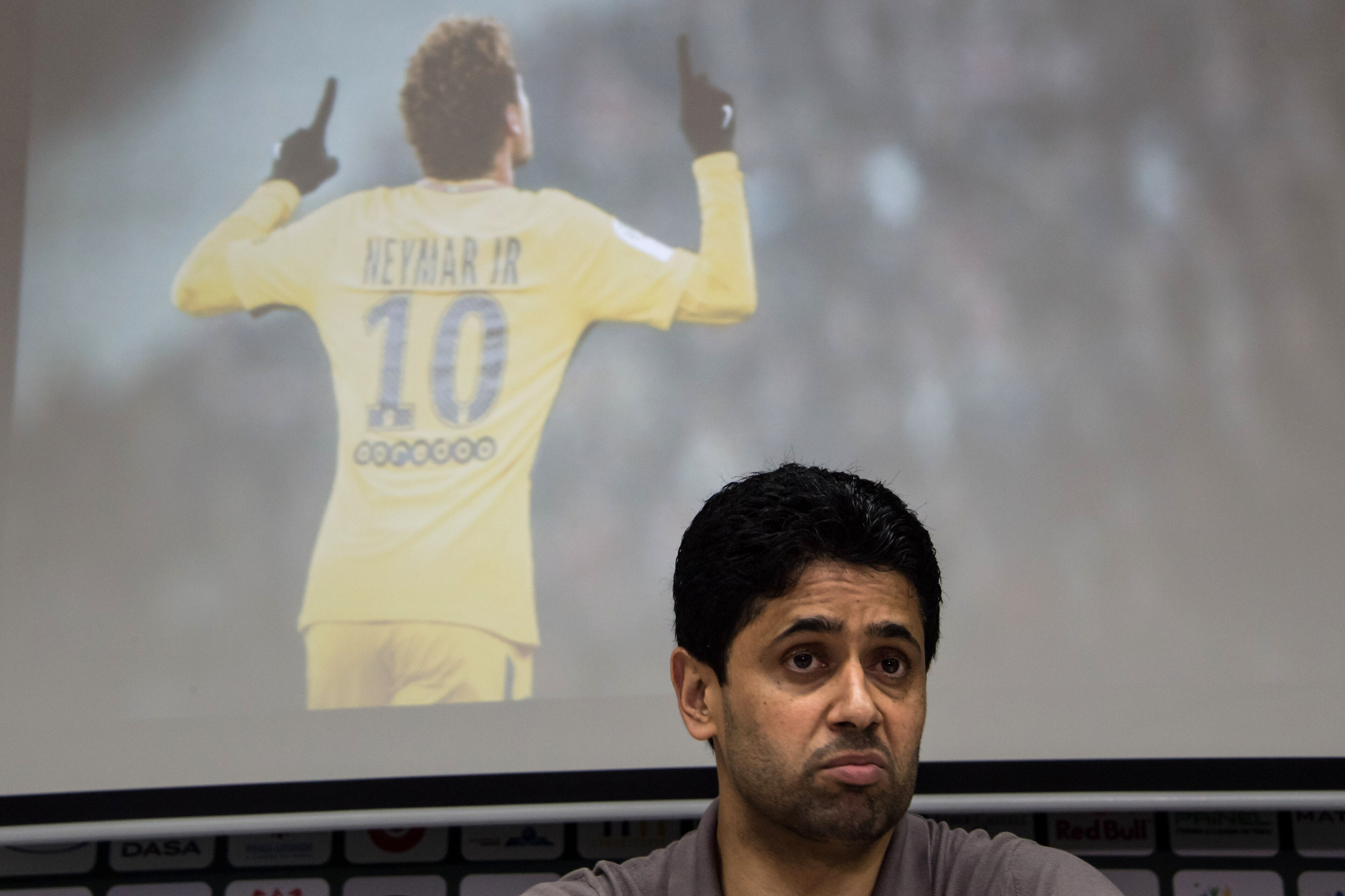 French football team Paris Saint-Germain's (PSG) Qatari president Nasser Al-Khelaifi delivers a press conference at the Neymar Junior Institute project, in Praia Grande, Sao Paulo state, Brazil on March 13, 2018.
Nasser Al-Khelaifi arrived in Brazil to v French football team Paris Saint-Germain's (PSG) Qatari president Nasser Al-Khelaifi delivers a press conference at the Neymar Junior Institute project, in Praia Grande, Sao Paulo state, Brazil on March 13, 2018.
Nasser Al-Khelaifi arrived in Brazil to v