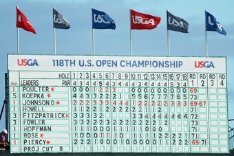 SOUTHAMPTON, NY - JUNE 15:  A leaderboard is seen during the second round of the 2018 U.S. Open at Shinnecock Hills Golf Club on June 15, 2018 in Southampton, New York.  (Photo by Warren Little/Getty Images)