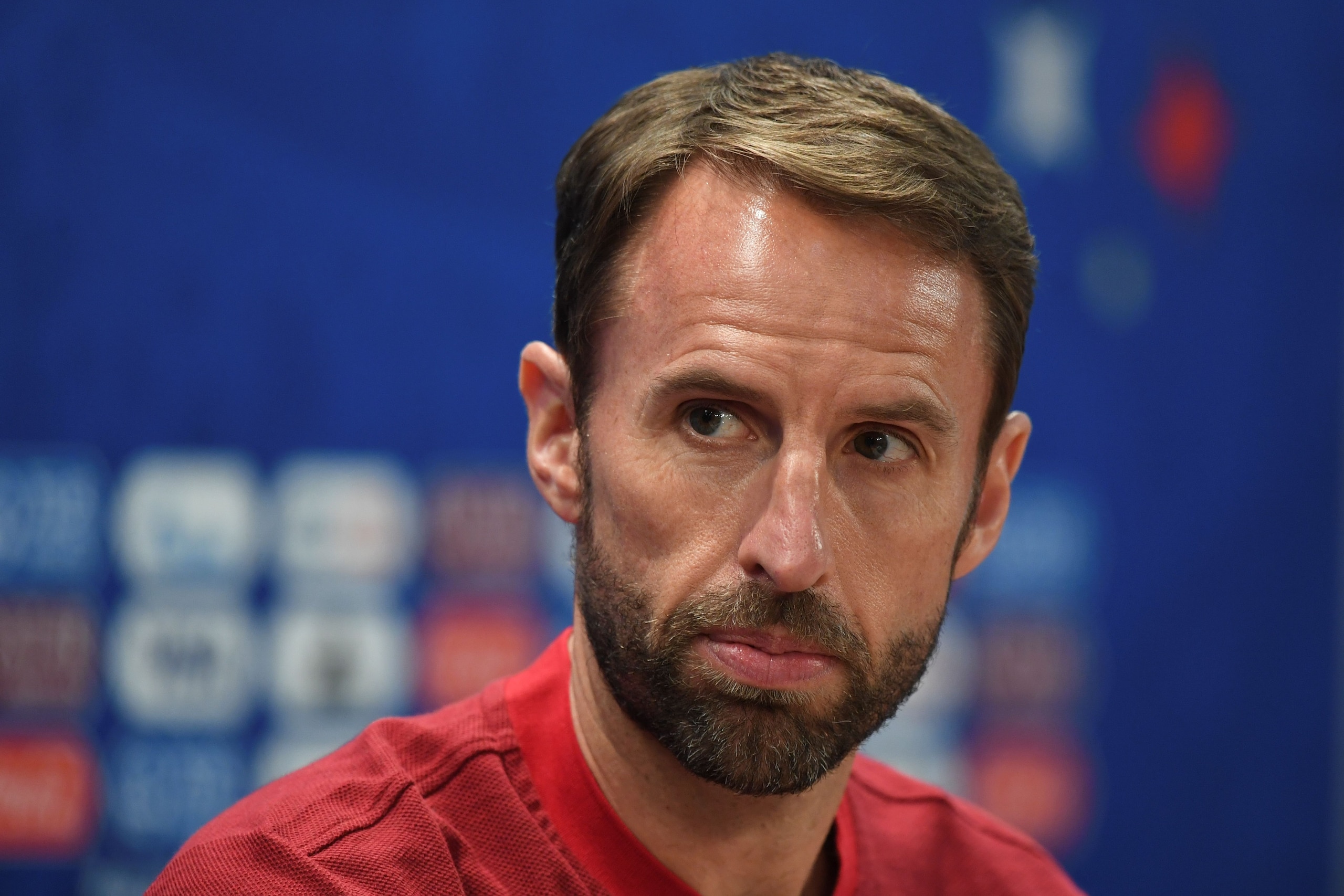 England's coach Gareth Southgate gives a press conference in Volgograd on June 17, 2018, on the eve of the Russia 2018 World Cup Group G football match between Tunisia and England. (Photo by Mark RALSTON / AFP) (Photo credit should read MARK RALSTO England's coach Gareth Southgate gives a press conference in Volgograd on June 17, 2018, on the eve of the Russia 2018 World Cup Group G football match between Tunisia and England. (Photo by Mark RALSTON / AFP) (Photo credit should read MARK RALSTO