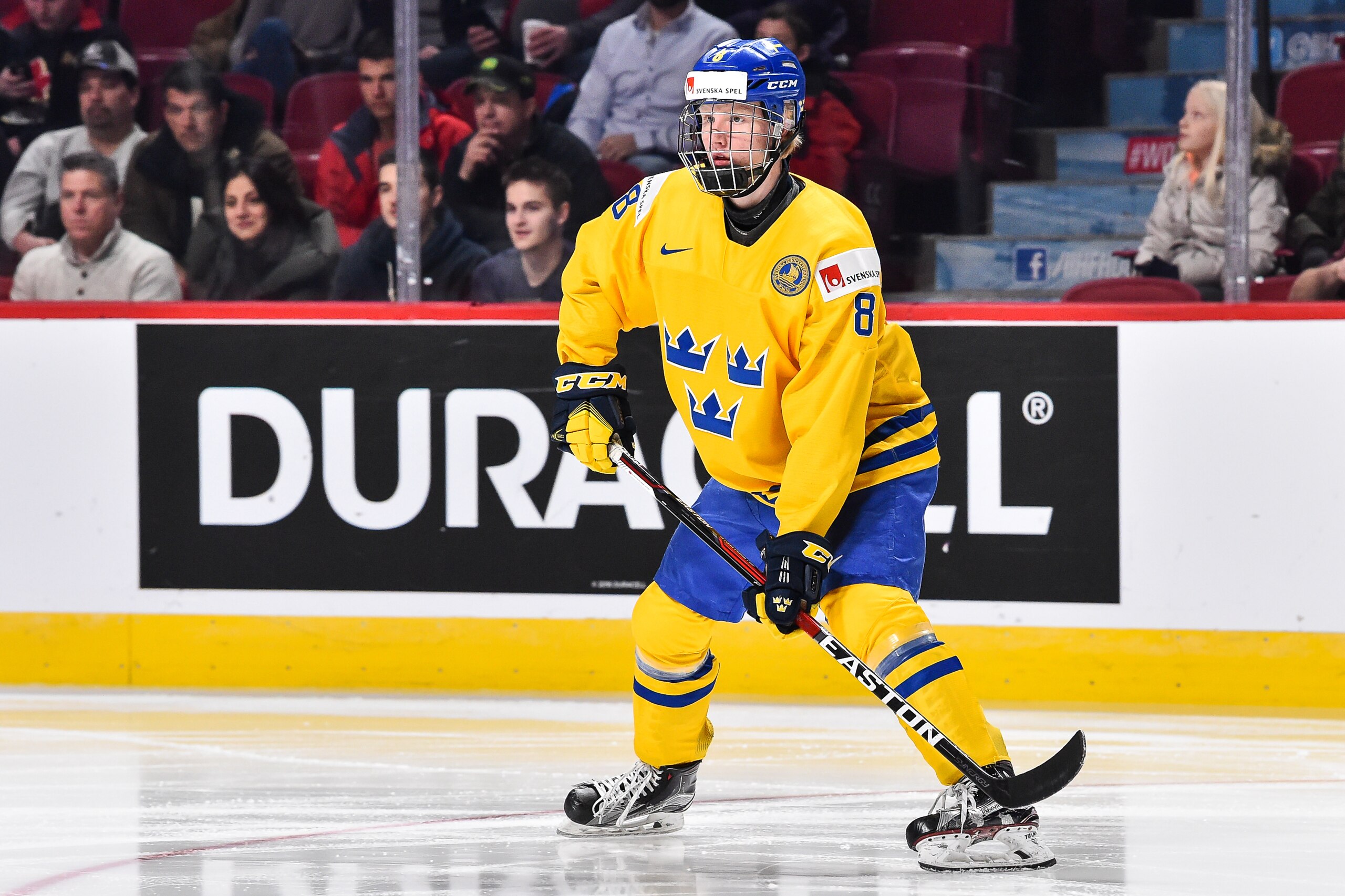 MONTREAL, QC - DECEMBER 31:  Rasmus Dahlin #8 of Team Sweden skates during the 2017 IIHF World Junior Championship preliminary round game against Team Czech Republic at the Bell Centre on December 31, 2016 in Montreal, Quebec, Canada.  Team Sweden defeate