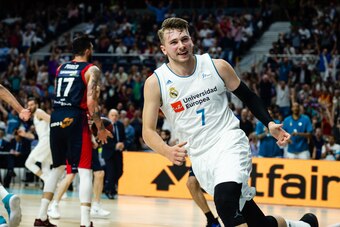 MADRID, SPAIN - JUNE 15: Luka Doncic, #7 guard of Real Madrid during the Liga Endesa game between Real Madrid and Kirolbet Baskonia at Wizink Center on June 15, 2018 in Madrid, Spain. (Photo by Sonia Canada/Getty Images)