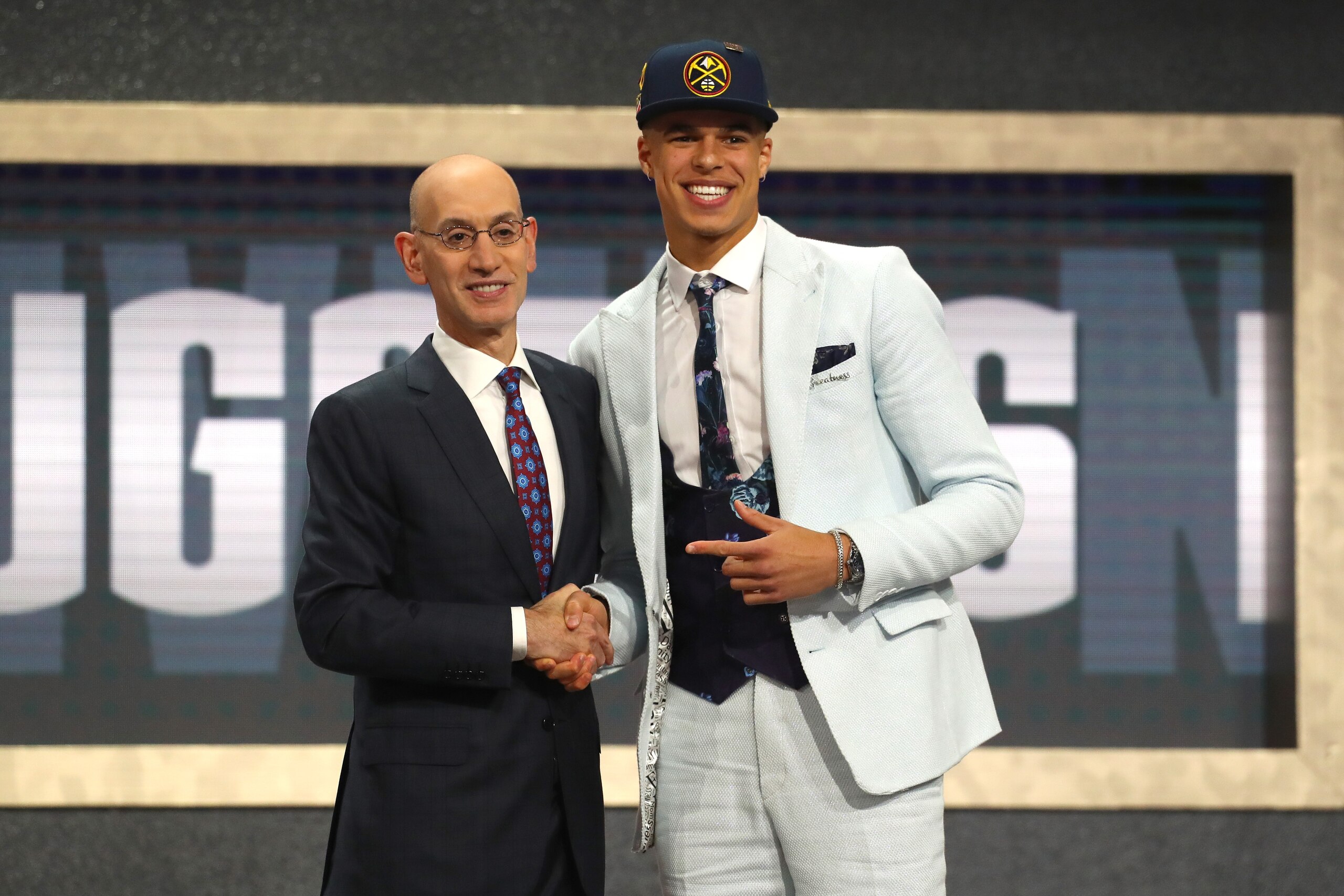 NEW YORK, NY - JUNE 21: Michael Porter Jr. poses with NBA Commissioner Adam Silver after being drafted 14th overall by the Denver Nuggets during the 2018 NBA Draft at the Barclays Center on June 21, 2018 in the Brooklyn borough of New York City. NOTE TO NEW YORK, NY - JUNE 21: Michael Porter Jr. poses with NBA Commissioner Adam Silver after being drafted 14th overall by the Denver Nuggets during the 2018 NBA Draft at the Barclays Center on June 21, 2018 in the Brooklyn borough of New York City. NOTE TO