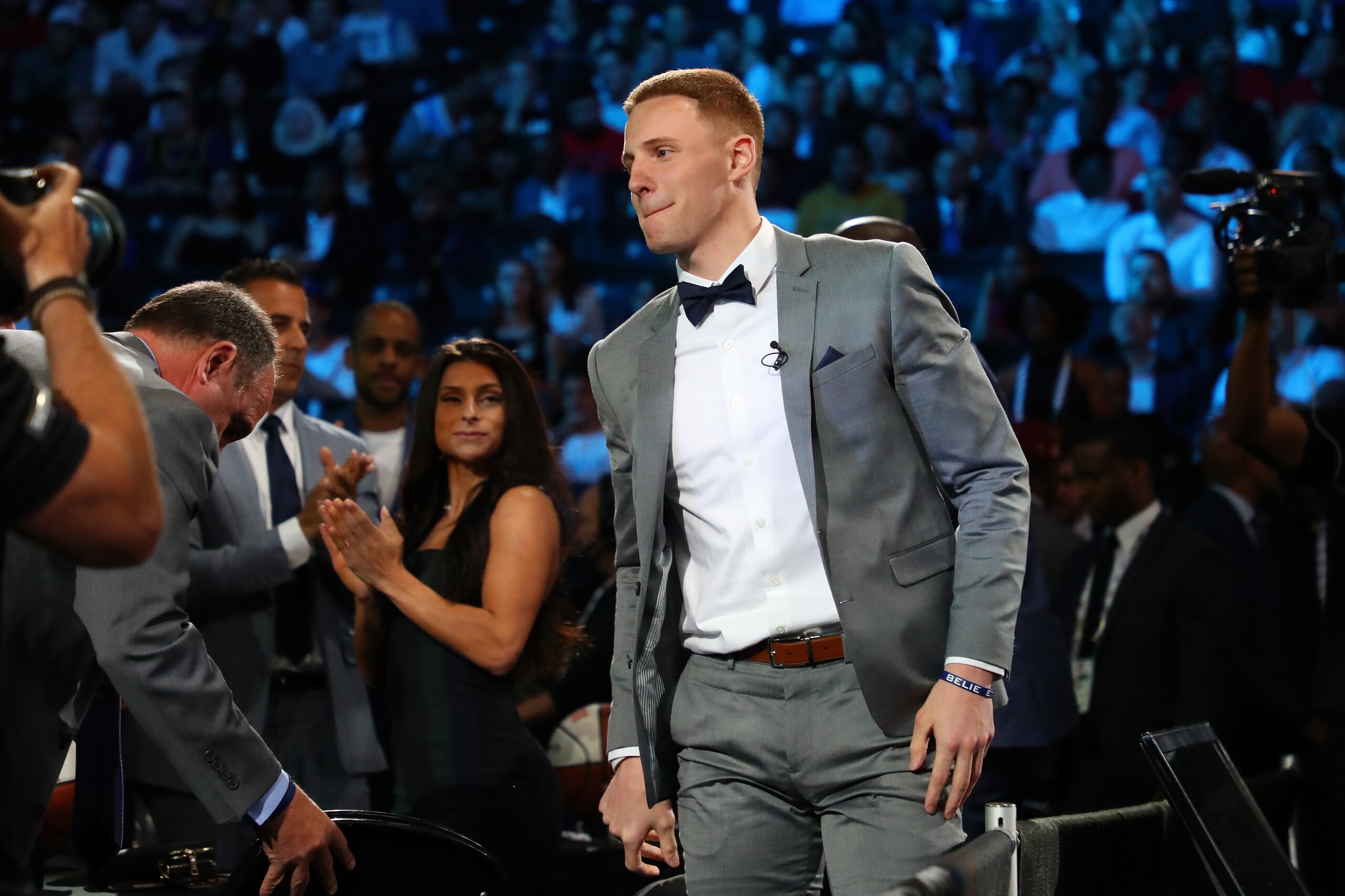 NEW YORK, NY - JUNE 21:  Donte DiVincenzo reacts after being drafted 17th overall by the Milwaukee Bucks during the 2018 NBA Draft at the Barclays Center on June 21, 2018 in the Brooklyn borough of New York City. NOTE TO USER: User expressly acknowledges 