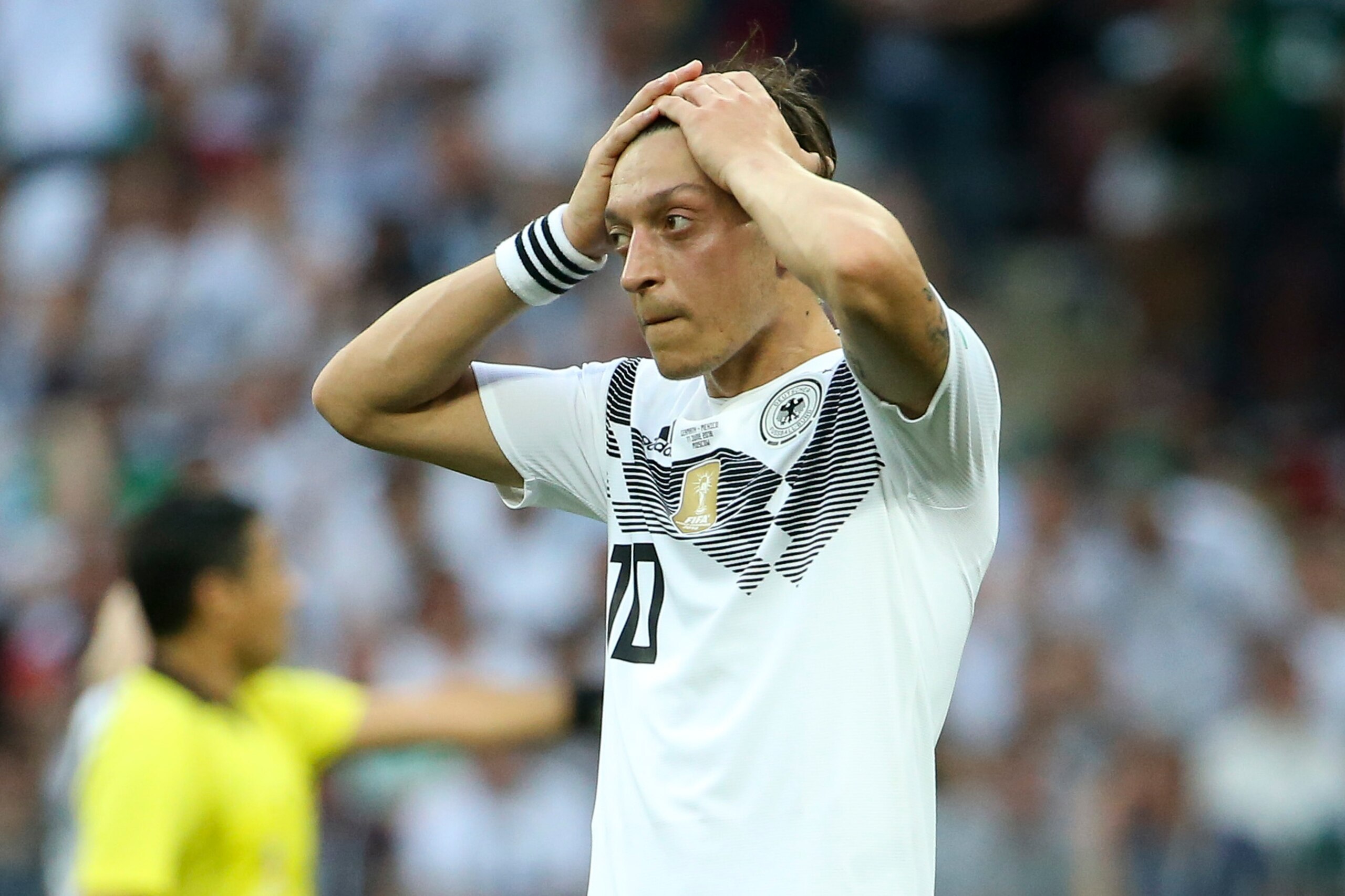 MOSCOW, RUSSIA - JUNE 17: Mesut Ozil of Germany reacts during the 2018 FIFA World Cup Russia group F match between Germany and Mexico at Luzhniki Stadium on June 17, 2018 in Moscow, Russia. (Photo by Jean Catuffe/Getty Images)