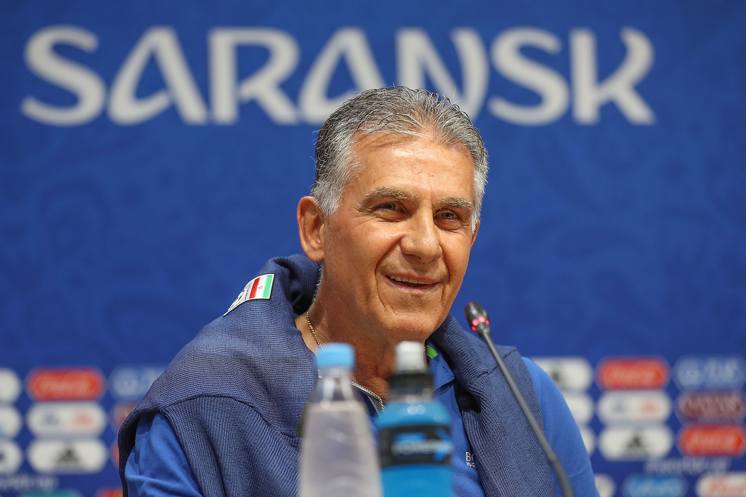 SARANSK, RUSSIA - JUNE 24:  Carlos Queiroz head coach and manager of Iran looks on during a press conference before match between Iran & Portugal  on June 24, 2018 in Saransk, Russia.  (Photo by Amin Mohammad Jamali/Getty Images)