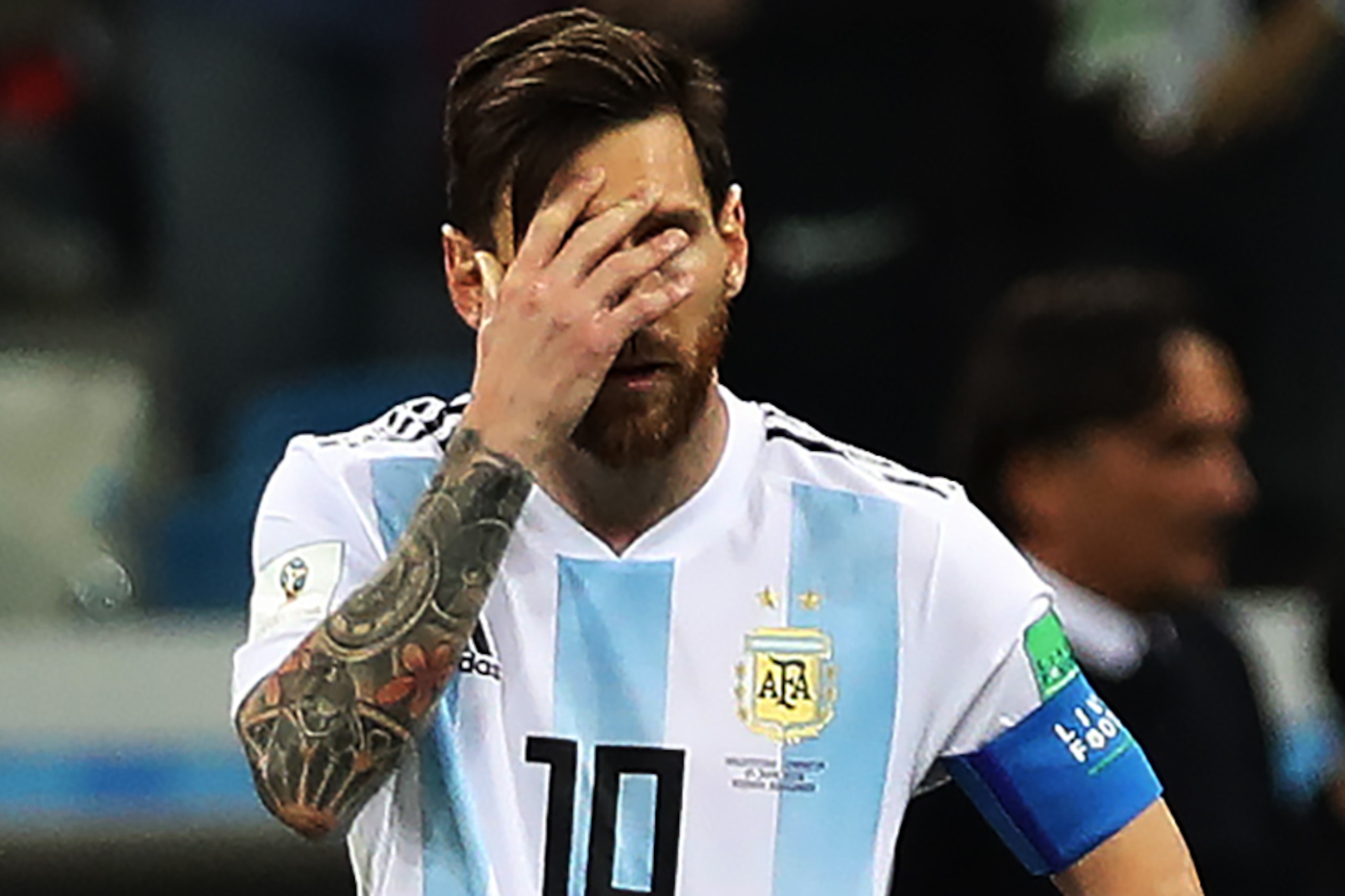 NIZHNIY NOVGOROD, RUSSIA - JUNE 21: Lionel Messi of Argentina is seenl during the 2018 FIFA World Cup Russia group D match between Argentina and Croatia at Nizhny Novgorod Stadium on June 21, 2018 in Nizhny Novgorod, Russia. (Photo by Ian MacNicol/Getty I