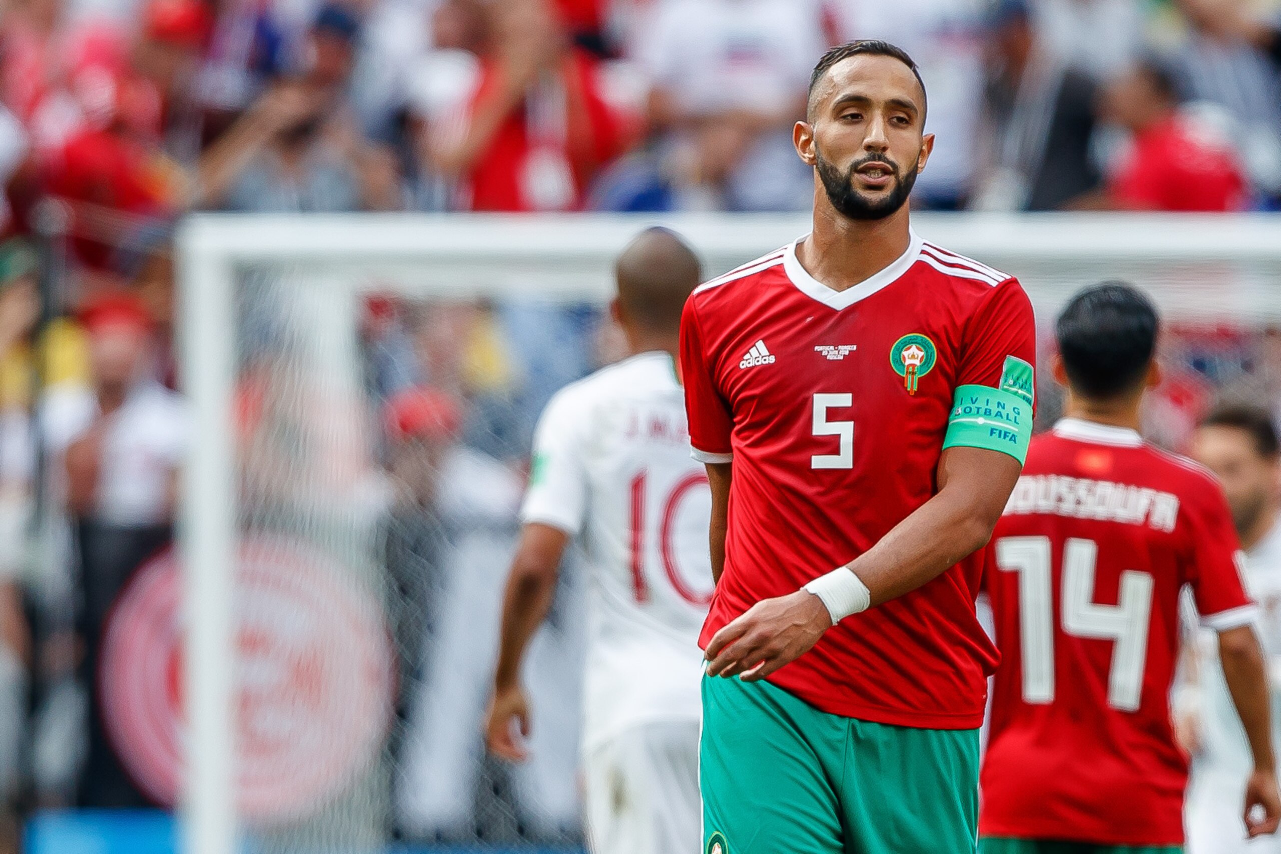 MOSCOW, RUSSIA - JUNE 20: Medhi Benatia of Morocco looks on during the 2018 FIFA World Cup Russia group B match between Portugal and Morocco at Luzhniki Stadium on June 20, 2018 in Moscow, Russia. (Photo by TF-Images/Getty Images)