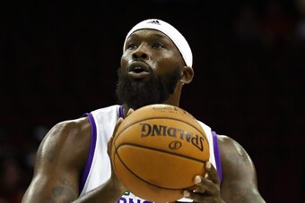 HOUSTON, TX - JUNE 22: Reggie Evans #30 of 3 Headed Monsters shoots during a game against the Ghost Ballers during week one of the BIG3 three on three basketball league at Toyota Center on June 22, 2018 in Houston, Texas.  (Photo by Ronald Martinez/BIG3/G