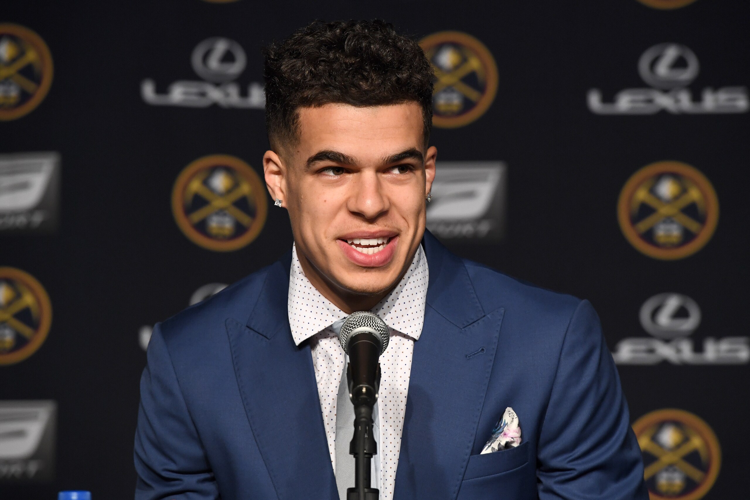 DENVER, CO - JUNE 22: Denver Nuggets draft pick, Michael Porter Jr., is introduced during a press conference on June 22, 2018 at the Pepsi Center in Denver, Colorado. NOTE TO USER: User expressly acknowledges and agrees that, by downloading and/or using t