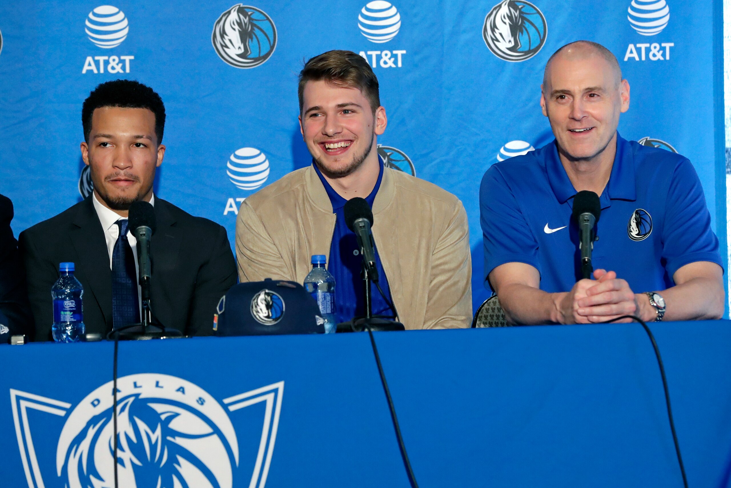 DALLAS, TX - JUNE 22: Draft Pick Luka Doncic speaks at the Post NBA Draft press conference on June 22, 2018 at the American Airlines Center in Dallas, Texas. NOTE TO USER: User expressly acknowledges and agrees that, by downloading and or using this photo