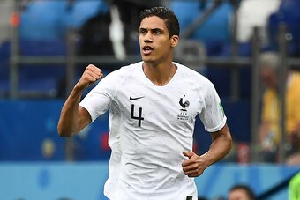 France's defender Raphael Varane celebrates a goal during the Russia 2018 World Cup quarter-final football match between Uruguay and France at the Nizhny Novgorod Stadium in Nizhny Novgorod on July 6, 2018. (Photo by FRANCK FIFE / AFP) / RESTRICTED TO EDI