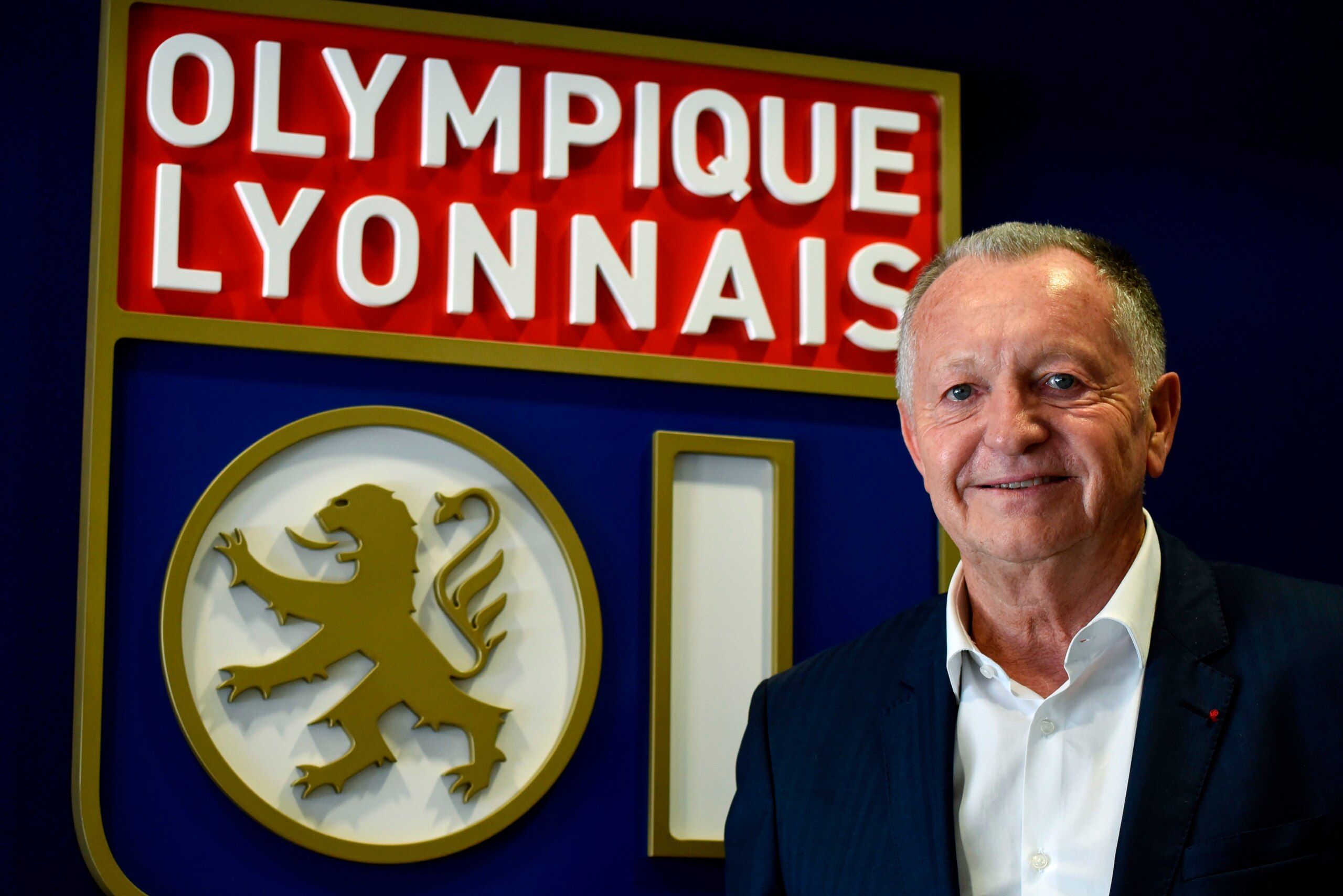 Lyon football club (OL ) president Jean-Michel Aulas poses on the occasion of the 30th anniversary of his presidency at the OL on June 29, 2017 at the Parc Olympique Lyonnais in Lyon, eastern France.  / AFP PHOTO / JEAN-PHILIPPE KSIAZEK        (Photo cred