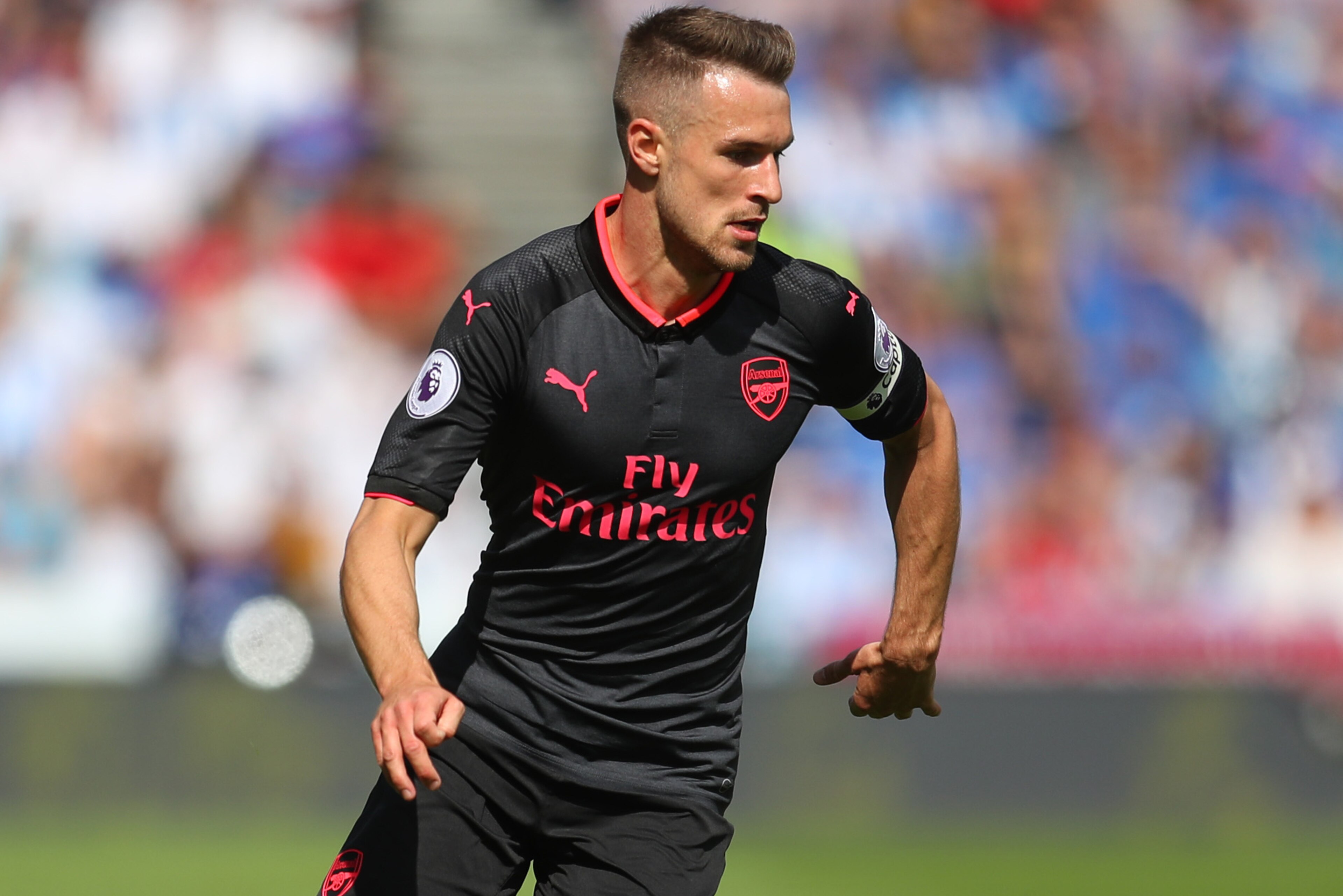 HUDDERSFIELD, ENGLAND - MAY 13: Aaron Ramsey of Arsenal during the Premier League match between Huddersfield Town and Arsenal at John Smith's Stadium on May 13, 2018 in Huddersfield, England. (Photo by Catherine Ivill/Getty Images)