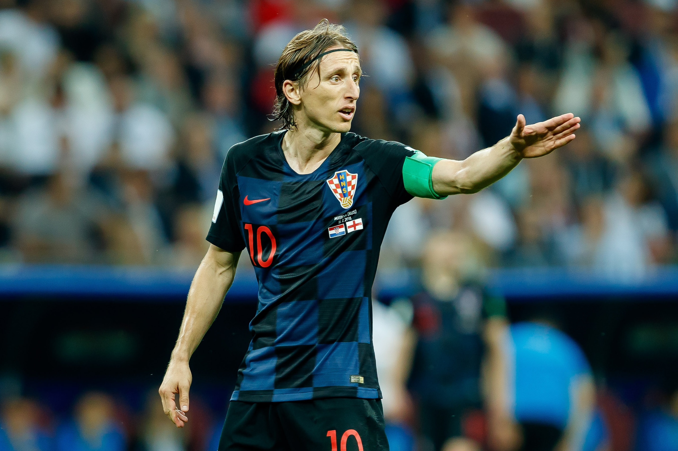 MOSCOW, RUSSIA - JULY 11: Luka Modric of Croatia gestures during the 2018 FIFA World Cup Russia Semi Final match between Croatia and England at Luzhniki Stadium on July 11, 2018 in Moscow, Russia. (Photo by TF-Images/Getty Images)