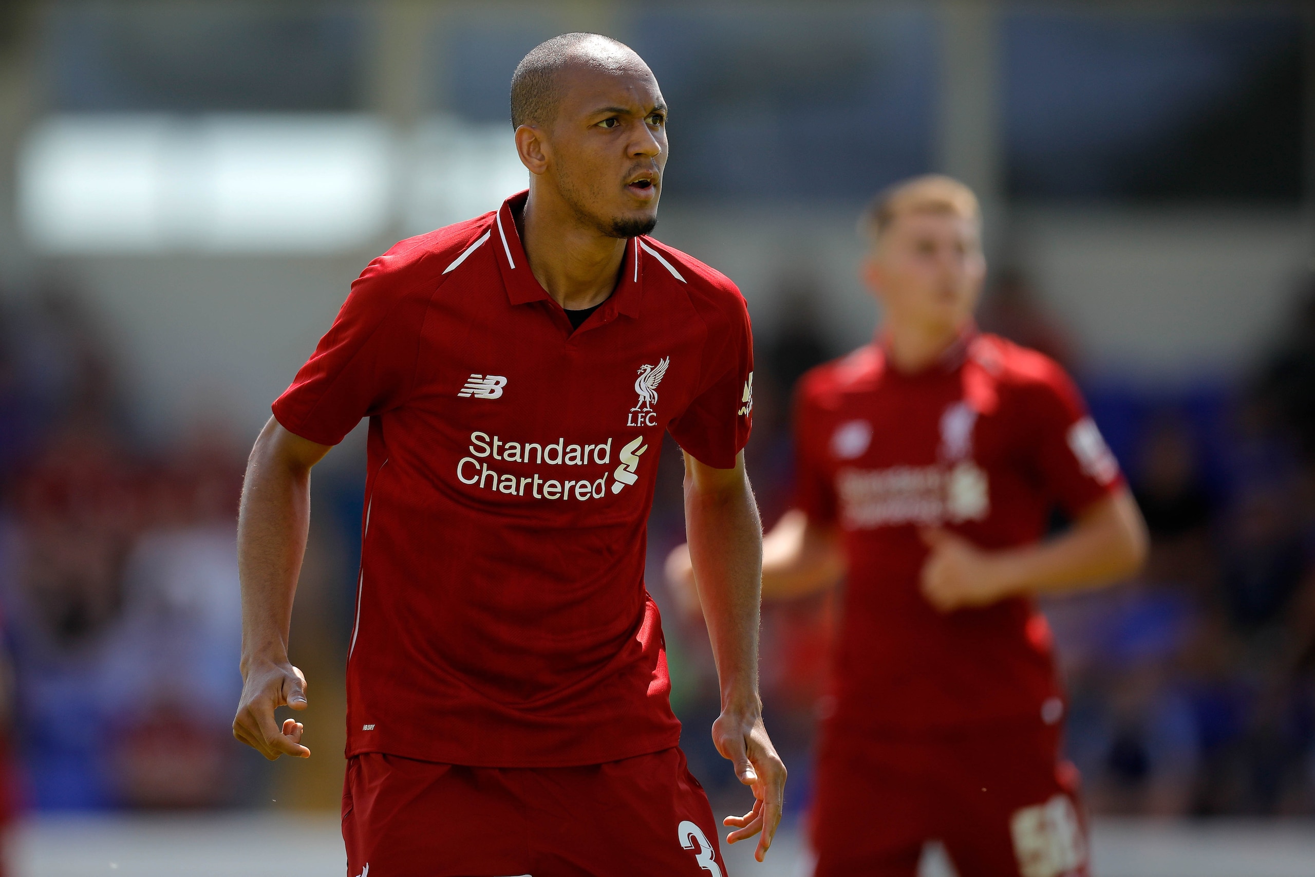 CHESTER, ENGLAND - JULY 07: Fabinho of Liverpool during the Pre-season friendly between Chester City and Liverpool at Swansway Chester Stadium on July 7, 2018 in Chester, United Kingdom. (Photo by Malcolm Couzens/Getty Images)