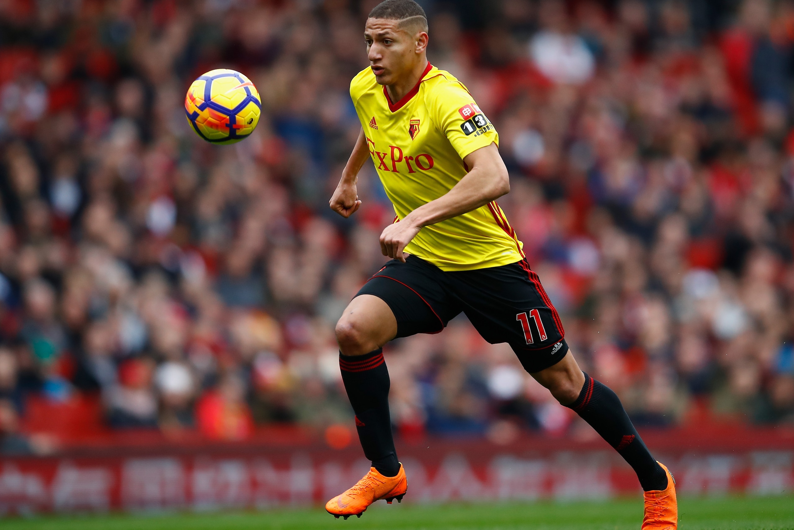 LONDON, ENGLAND - MARCH 11:  Richarlison of Watford in action during the Premier League match between Arsenal and Watford at Emirates Stadium on March 11, 2018 in London, England.  (Photo by Julian Finney/Getty Images)