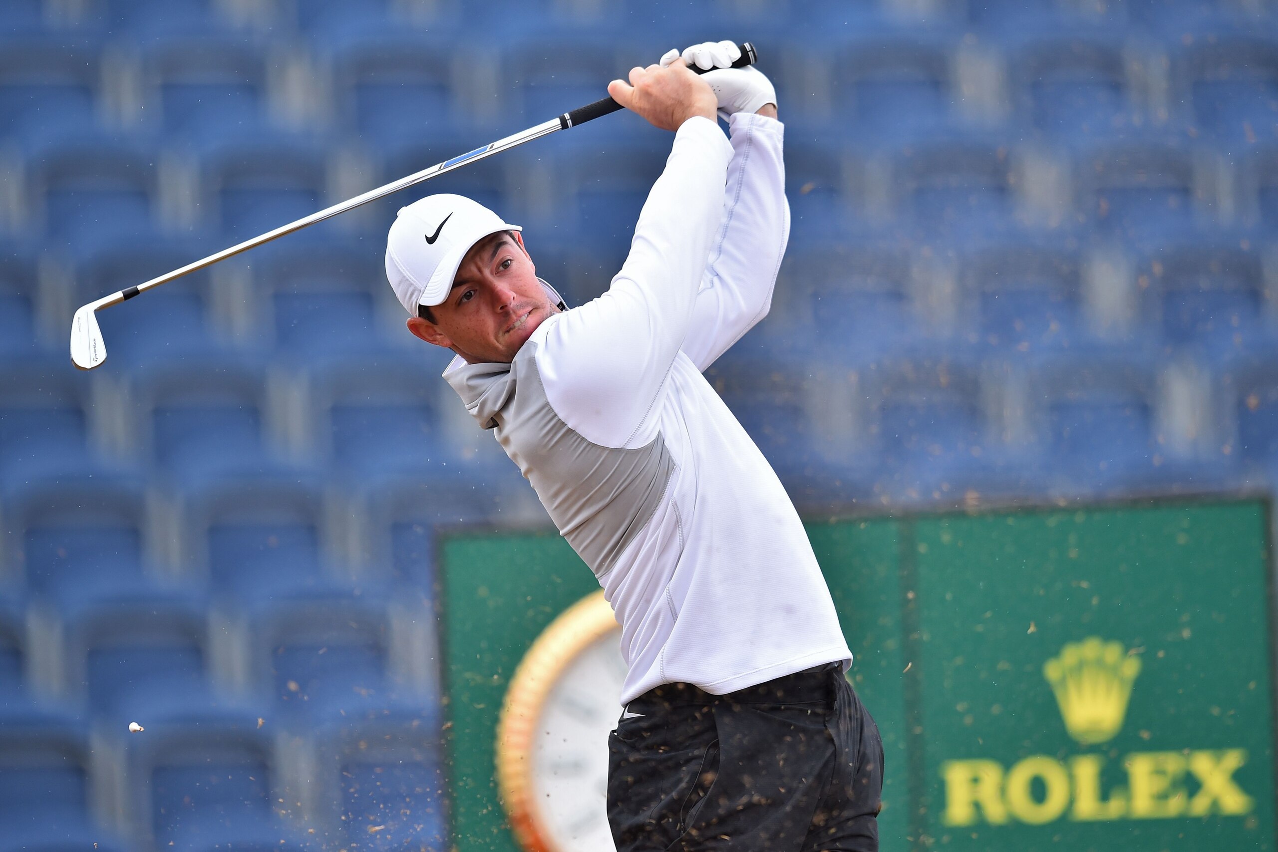 Northern Ireland's Rory McIlroy watches his iron shot from the 3rd tee during his second round on day 2 of The 147th Open golf Championship at Carnoustie, Scotland on July 20, 2018. (Photo by Glyn KIRK / AFP)        (Photo credit should read GLYN KIRK/AFP