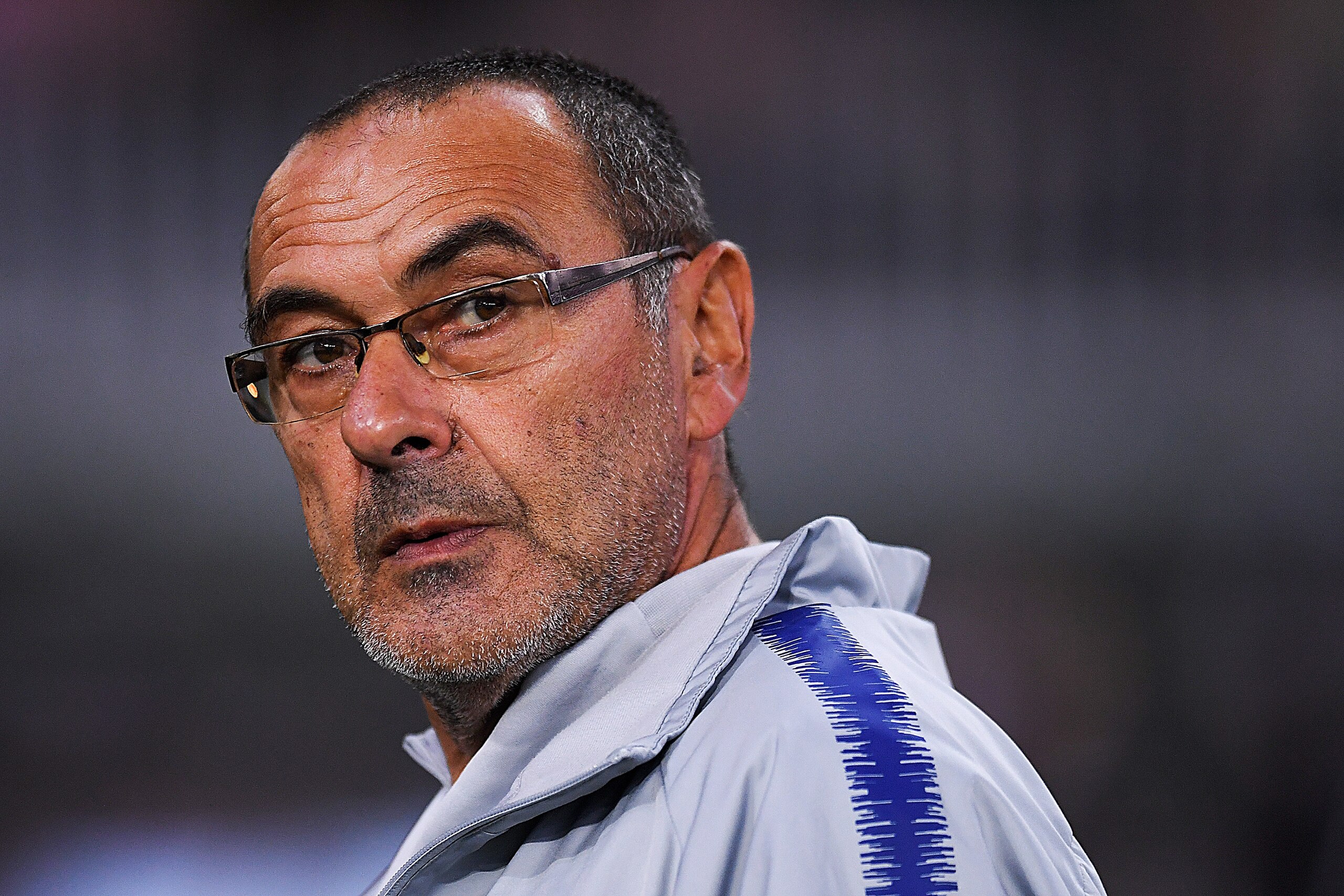 PERTH, AUSTRALIA - JULY 23: Maurizio Sarri, coach of Chelsea looks on prior to the international friendly between Chelsea FC and Perth Glory at Optus Stadium on July 23, 2018 in Perth, Australia.  (Photo by Albert Perez/Getty Images)