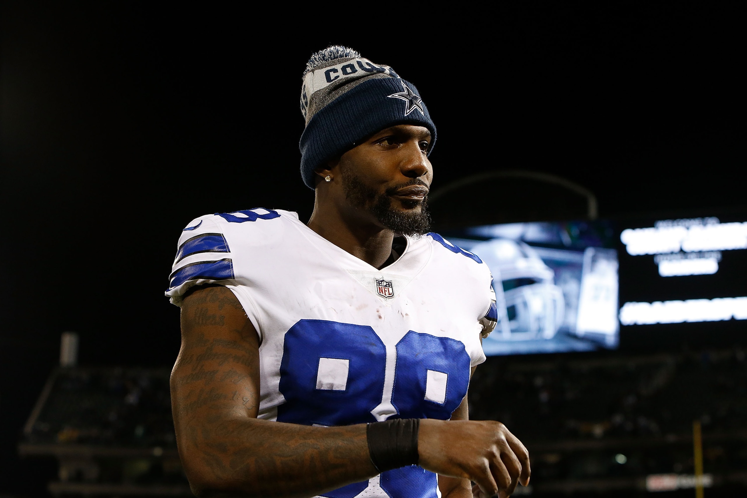 OAKLAND, CA - DECEMBER 17: Dez Bryant #88 of the Dallas Cowboys leaves the field after a win against the Oakland Raiders at Oakland-Alameda County Coliseum on December 17, 2017 in Oakland, California. (Photo by Lachlan Cunningham/Getty Images)