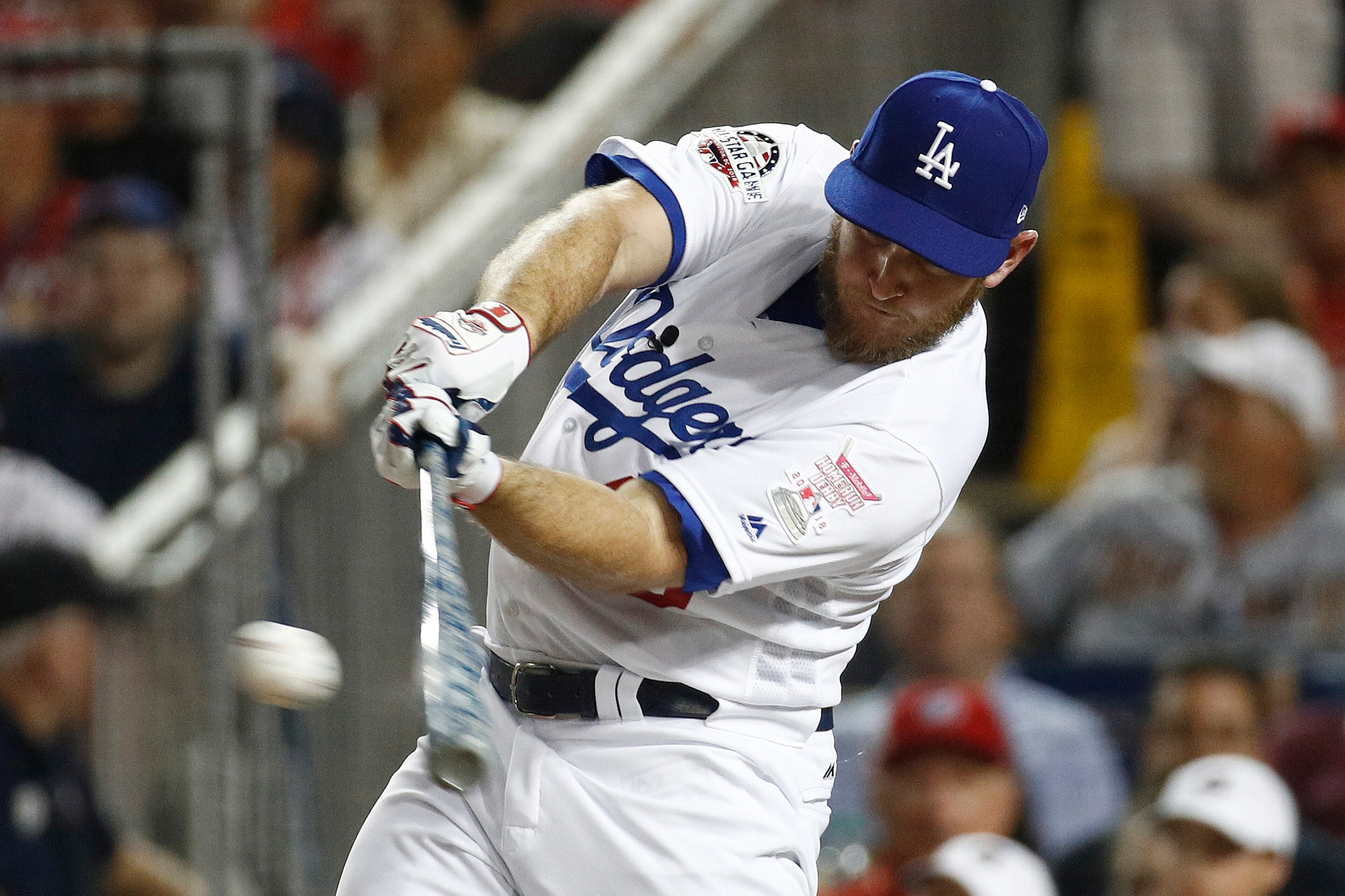 Max Muncy crushes a pitch in the Home Run Derby.