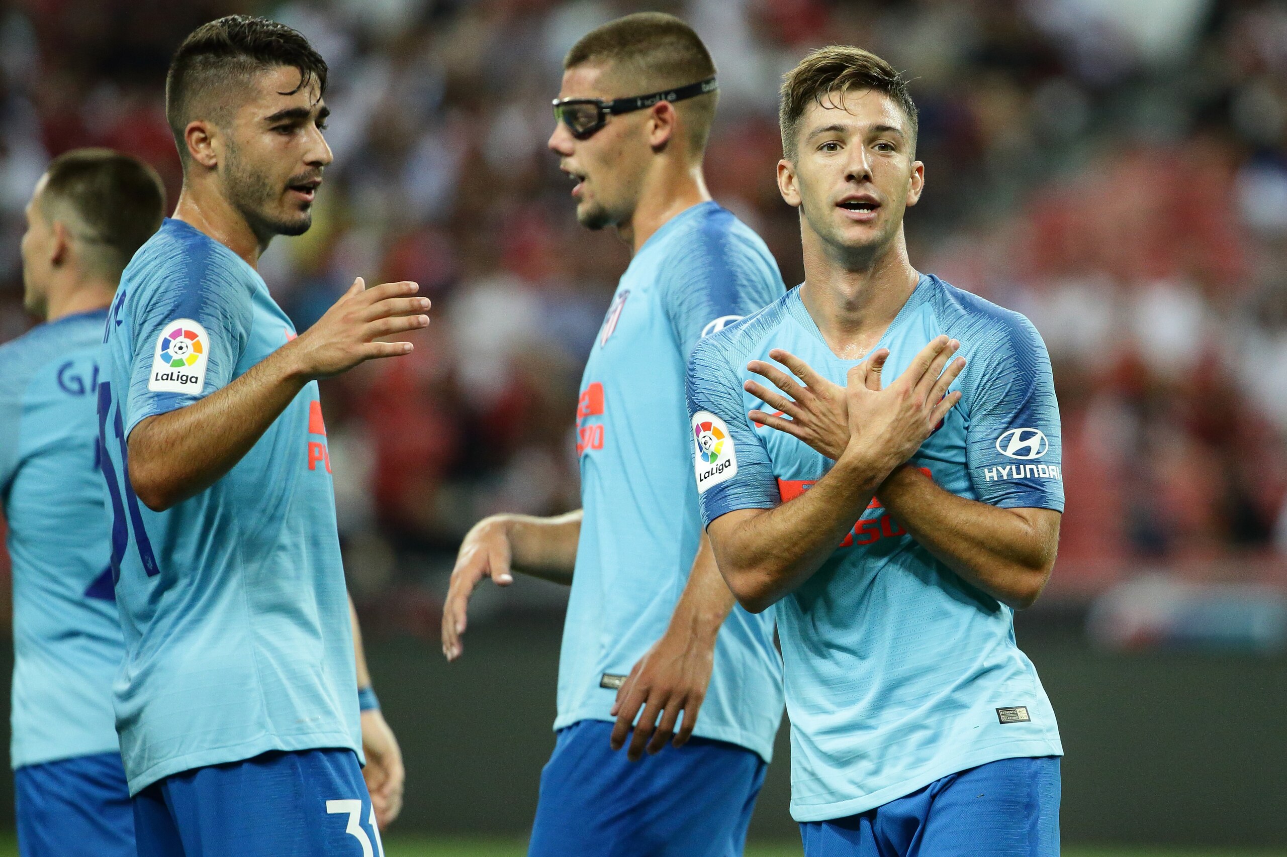 SINGAPORE - JULY 26:  Luciano Vietto of Atletico Madrid reacts after scoring a goal during the International Champions Cup 2018 match between Atletico Madrid and Arsenal at the National Stadium on July 26, 2018 in Singapore.  (Photo by Suhaimi Abdullah/Ge
