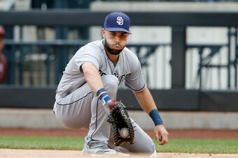 NEW YORK, NY - JULY 25:  Eric Hosmer #30 of the San Diego Padres in action against the New York Mets at Citi Field on July 25, 2018 in the Flushing neighborhood of the Queens borough of New York City. The Mets defeated the Padres 6-4.  (Photo by Jim McIsa