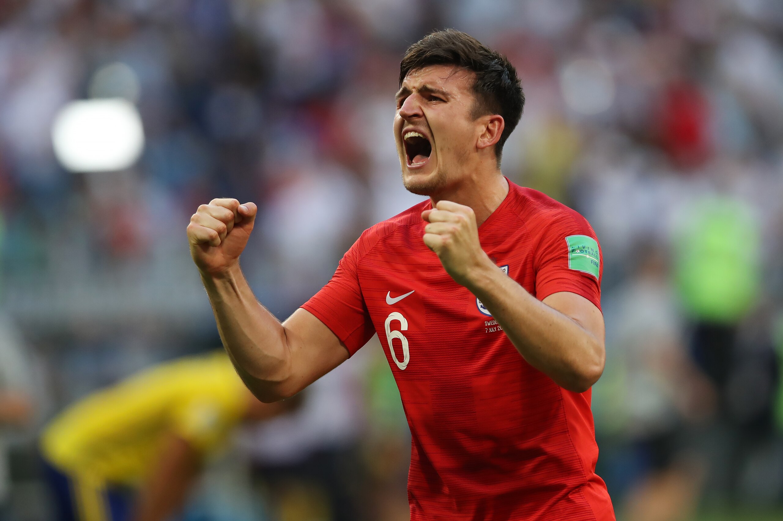 SAMARA, RUSSIA - JULY 07: Harry Maguire of England is seen during the 2018 FIFA World Cup Russia Quarter Final match between Sweden and England at Samara Arena on July 7, 2018 in Samara, Russia. (Photo by Ian MacNicol/Getty Images)