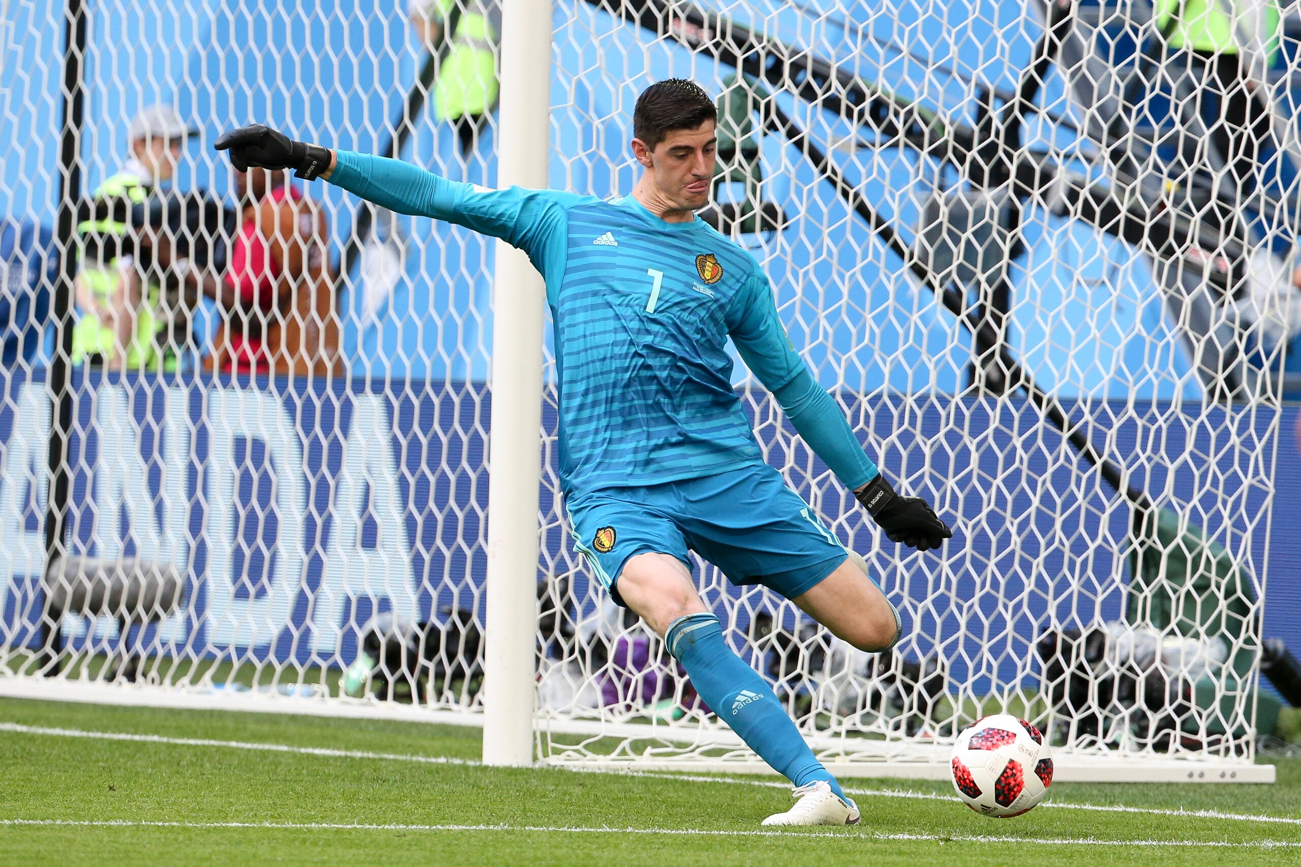 SAINT PETERSBURG, RUSSIA - JULY 14: Goalkeeper of Belgium Thibaut Courtois during the 2018 FIFA World Cup Russia 3rd Place Playoff match between Belgium and England at Saint Petersburg Stadium on July 14, 2018 in Saint Petersburg, Russia. (Photo by Jean C