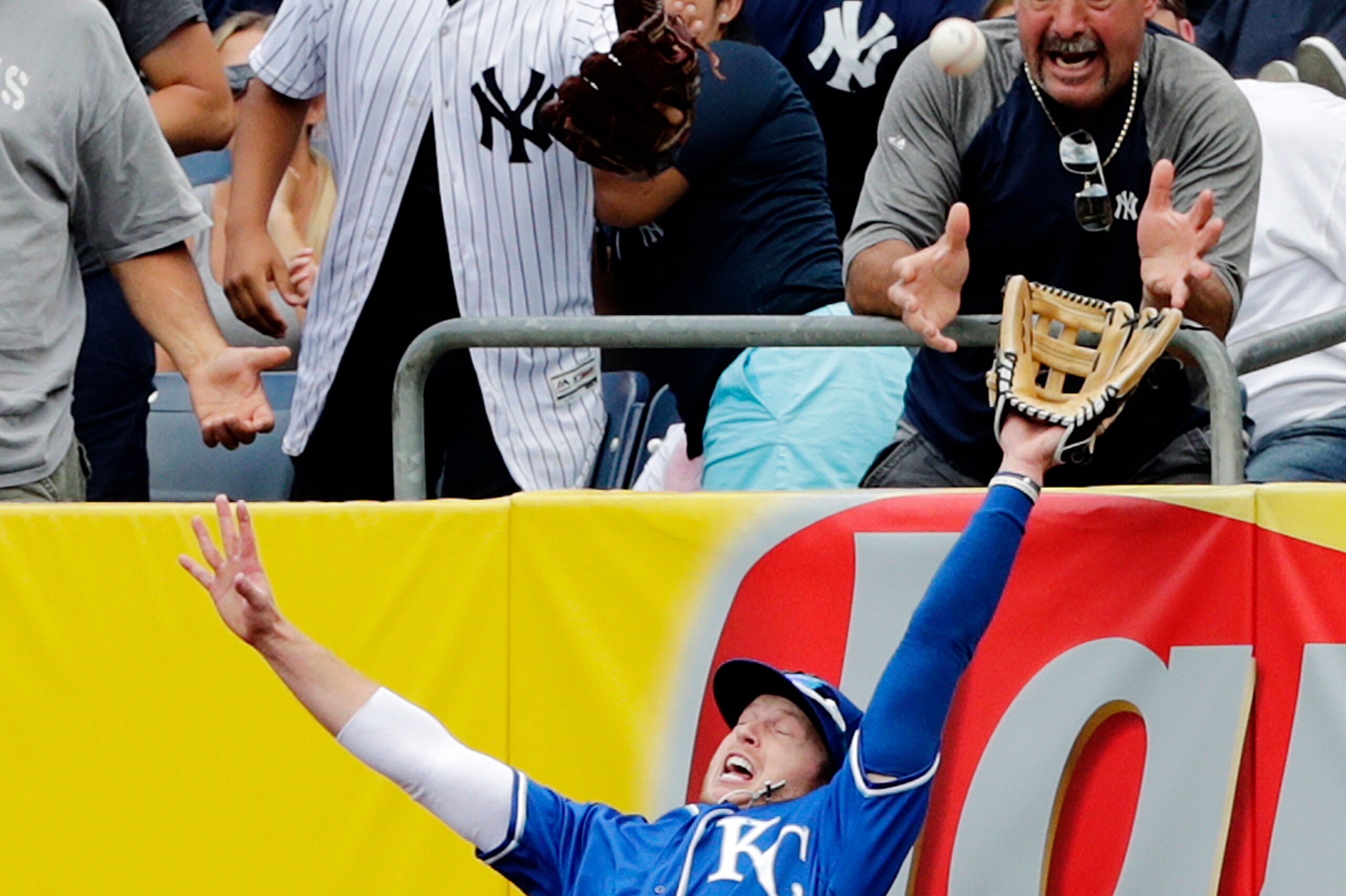 Brett Phillips showed off his athletic ability with this catch at Yankee Stadium. Brett Phillips showed off his athletic ability with this catch at Yankee Stadium.