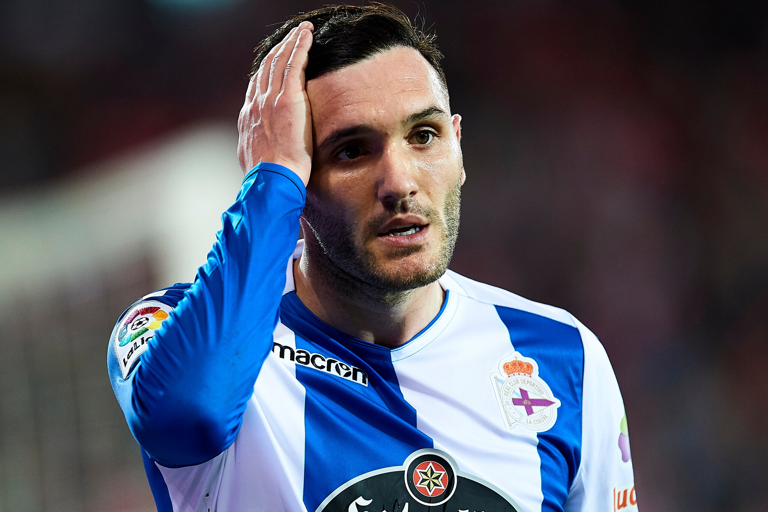 BILBAO, SPAIN - APRIL 14: Lucas Perez of RC Deportivo La Coruna reacts during the La Liga match between Athletic Club Bilbao and RC Deportivo La Coruna at San Mames Stadium on April 14, 2018 in Bilbao, Spain. (Photo by Juan Manuel Serrano Arce/Getty Imag BILBAO, SPAIN - APRIL 14: Lucas Perez of RC Deportivo La Coruna reacts during the La Liga match between Athletic Club Bilbao and RC Deportivo La Coruna at San Mames Stadium on April 14, 2018 in Bilbao, Spain. (Photo by Juan Manuel Serrano Arce/Getty Imag