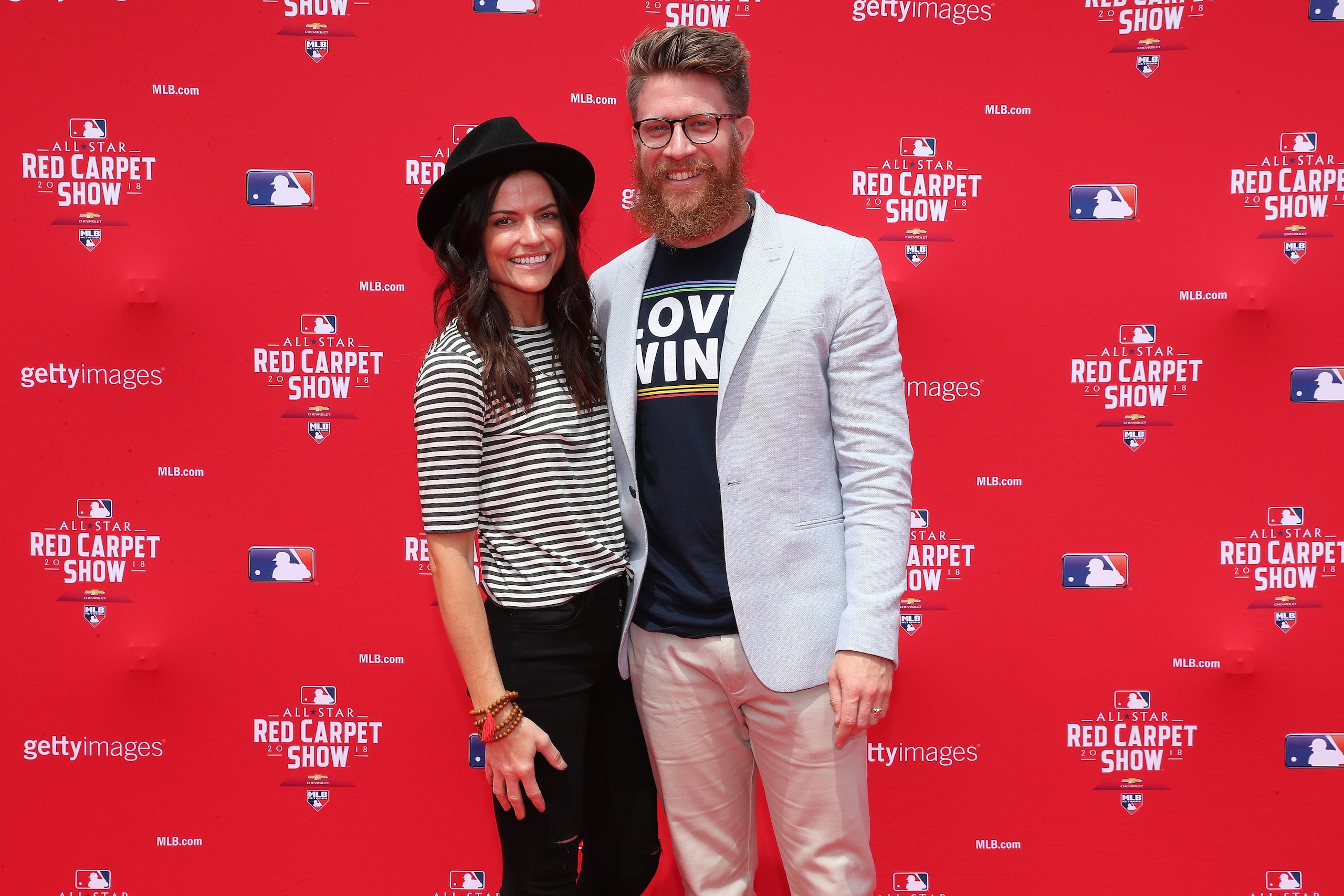 WASHINGTON, DC - JULY 17: Sean Doolittle #16 of the Washington Nationals and guest attends the 89th MLB All-Star Game, presented by MasterCard red carpet at Nationals Park on July 17, 2018 in Washington, DC. (Photo by Patrick Smith/Getty Images)