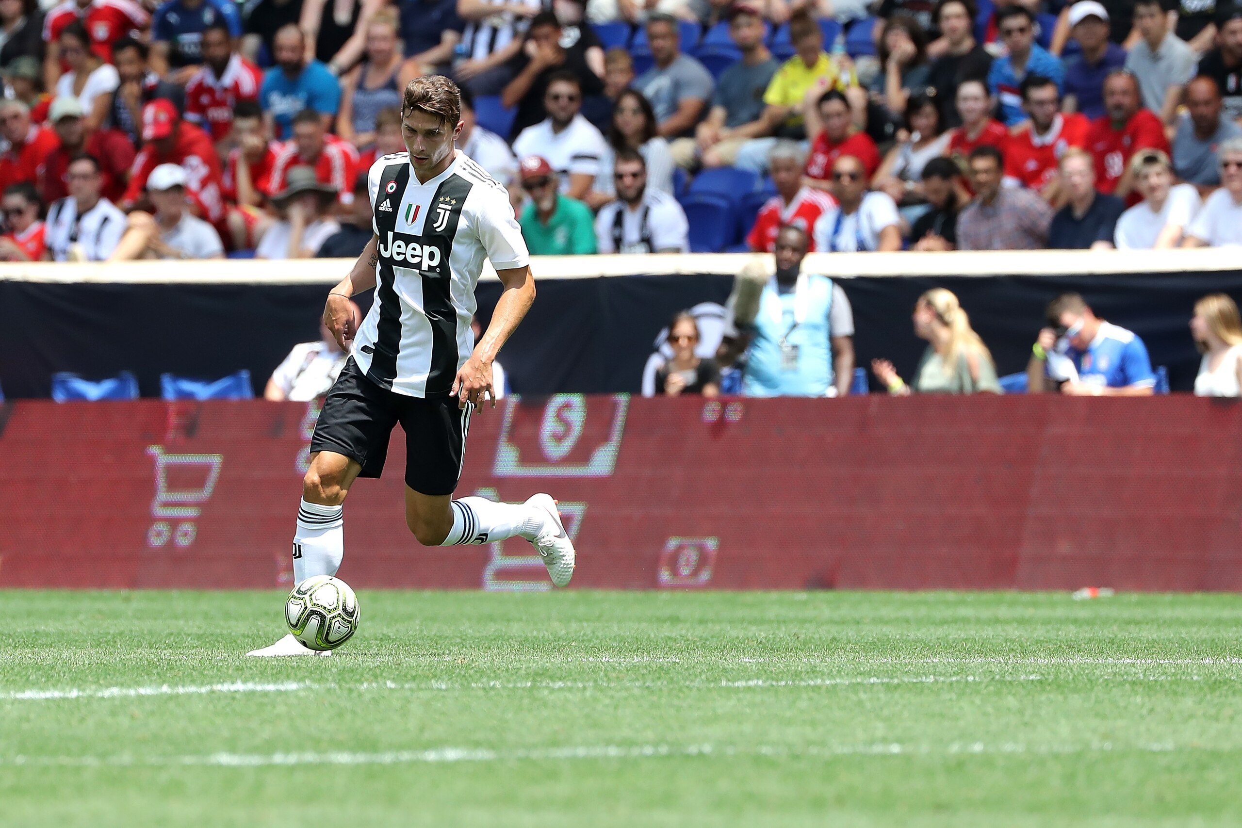 HARRISON, NJ - JULY 28: Mattia Caldara #13 of Juventus during the first half at the International Champions Cup at Red Bull Arena on July 28, 2018 in Harrison, New Jersey.  (Photo by Elsa/International Champions Cup/Getty Images)