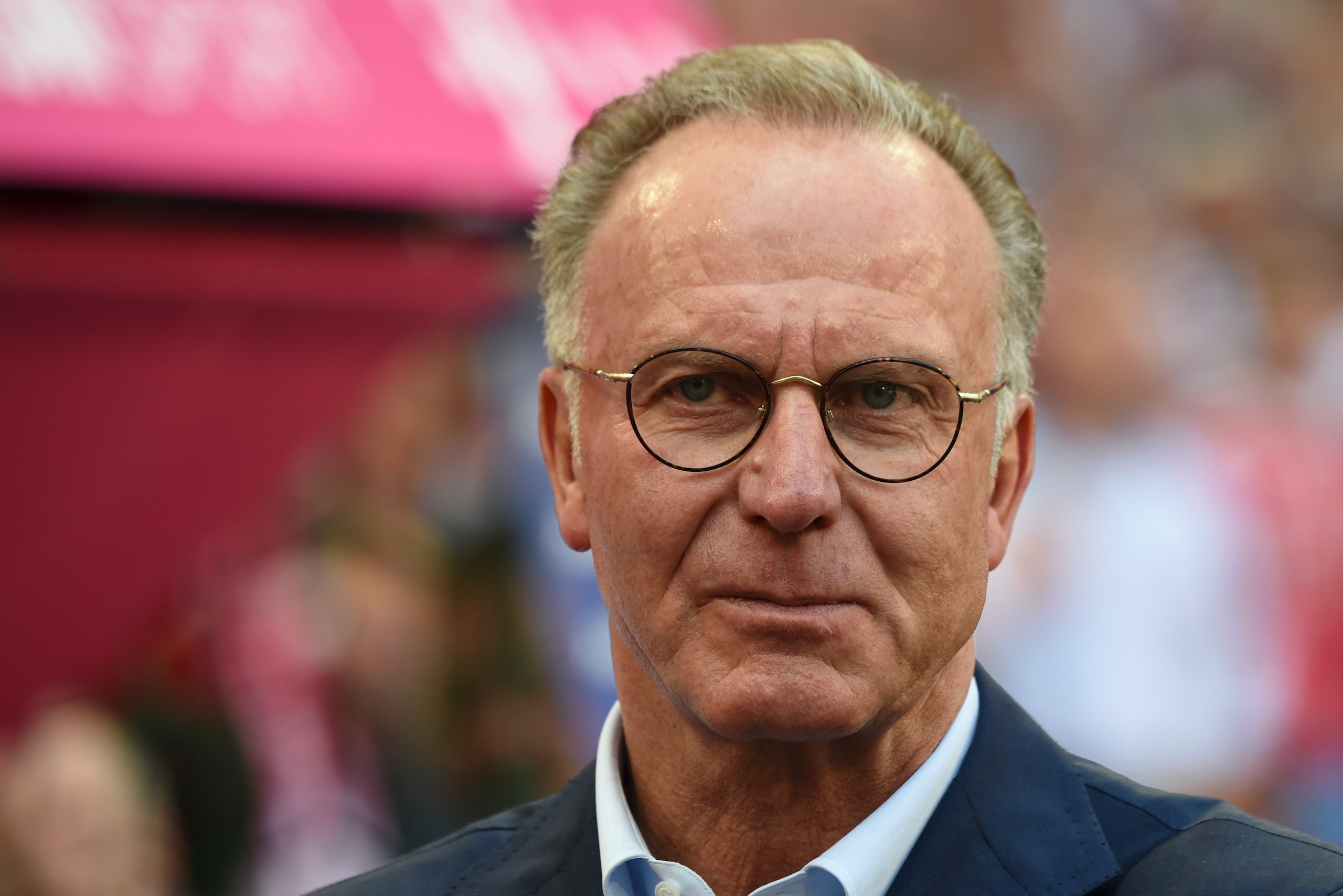 Bayern Munich's CEO Karl-Heinz Rummenigge is pictured prior to the German first division Bundesliga football match FC Bayern Munich vs VfB Stuttgart in Munich, southern Germany, on May 12, 2018. (Photo by Christof STACHE / AFP) / RESTRICTIONS: DURING MATC