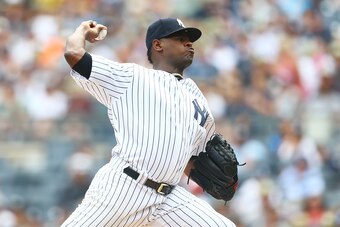 NEW YORK, NY - JULY 28:  Luis Severino #40 of the New York Yankees in action against the Kansas City Royals at Yankee Stadium on July 28, 2018 in the Bronx borough of New York City. Kansas City Royals defeated the New York Yankees 10-5.  (Photo by Mike St